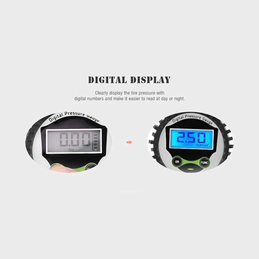 Digitales Reifendruckmessgerät Mit Aufpumpfunktion, 90°-ventil, Lcd-anzeige, Präzise, Für Auto Und Motorrad