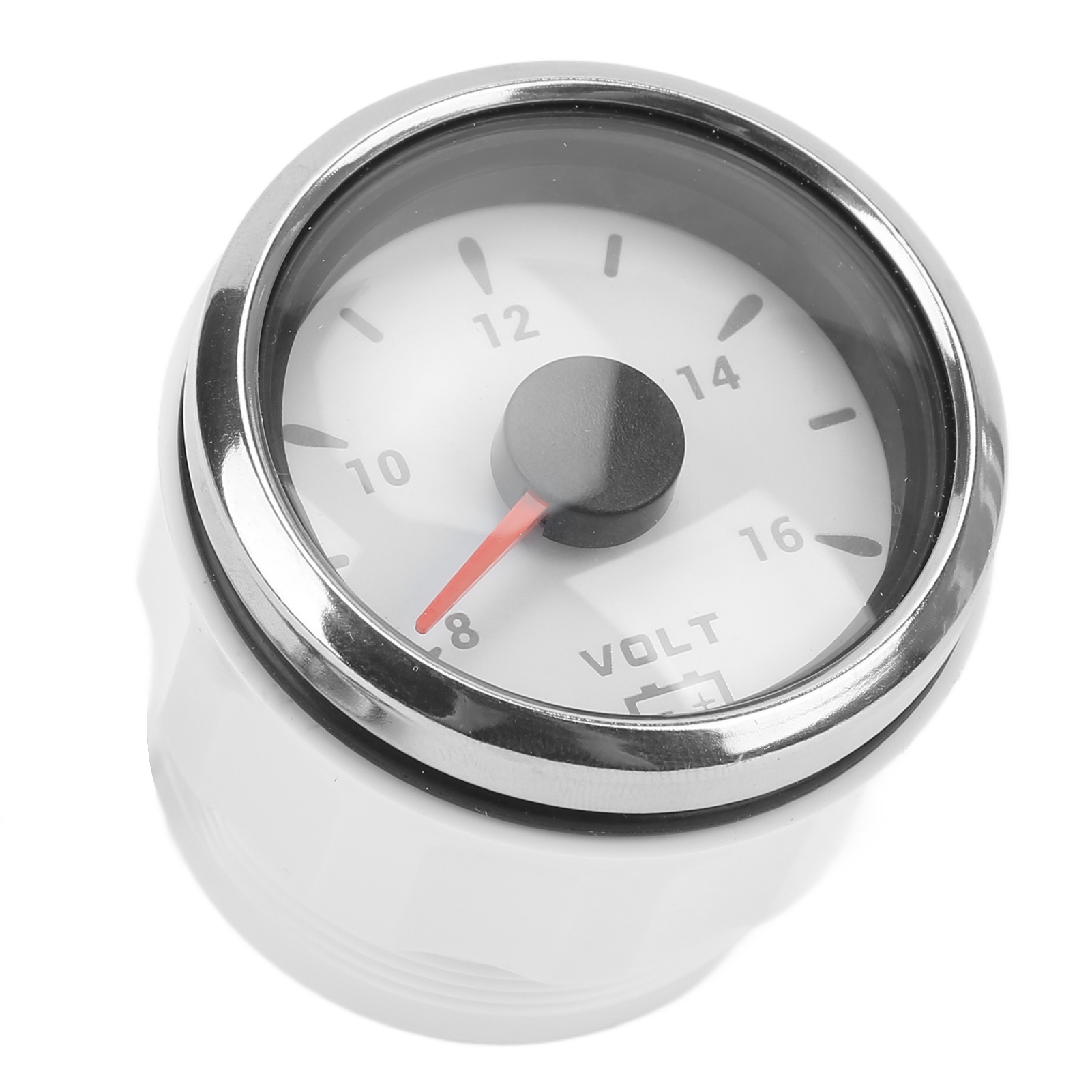 52-mm-marinevoltmeter 8–16 V, Ip67 Wasserdicht, 7-farbig Hintergrundbeleuchtete Zeigeranzeige, Für Boote, Wohnmobile, Autos, 9–32 V, Weiß