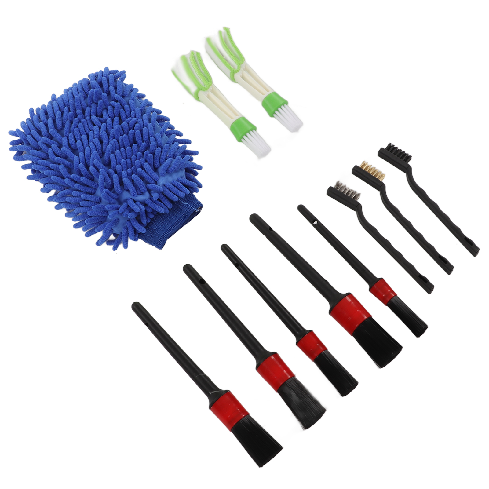 11-teiliges Autoreinigungsbürsten-set Zur Detailreinigung Von Kunststoffteilen Im Innen- Und Außenbereich, Felgen, Scheibenwischern Und Fenstern (blau)