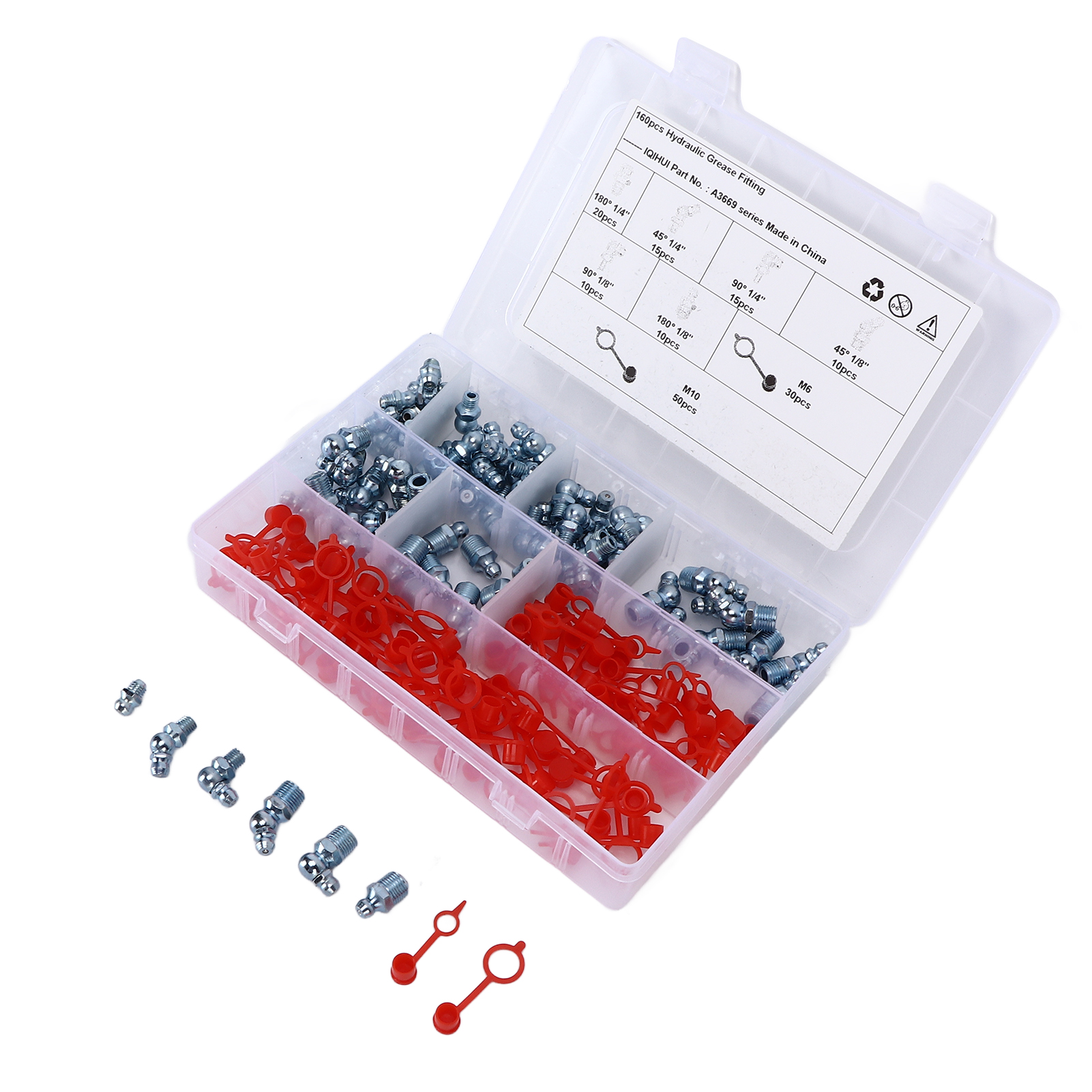 160-teiliges Set Hydraulik-schmierarmaturen, 6 Größen, Sechskant-winkel Und Gerade Rohre Für Pkw, Motorräder, Lkw Und Landwirtschaftliche Traktoren