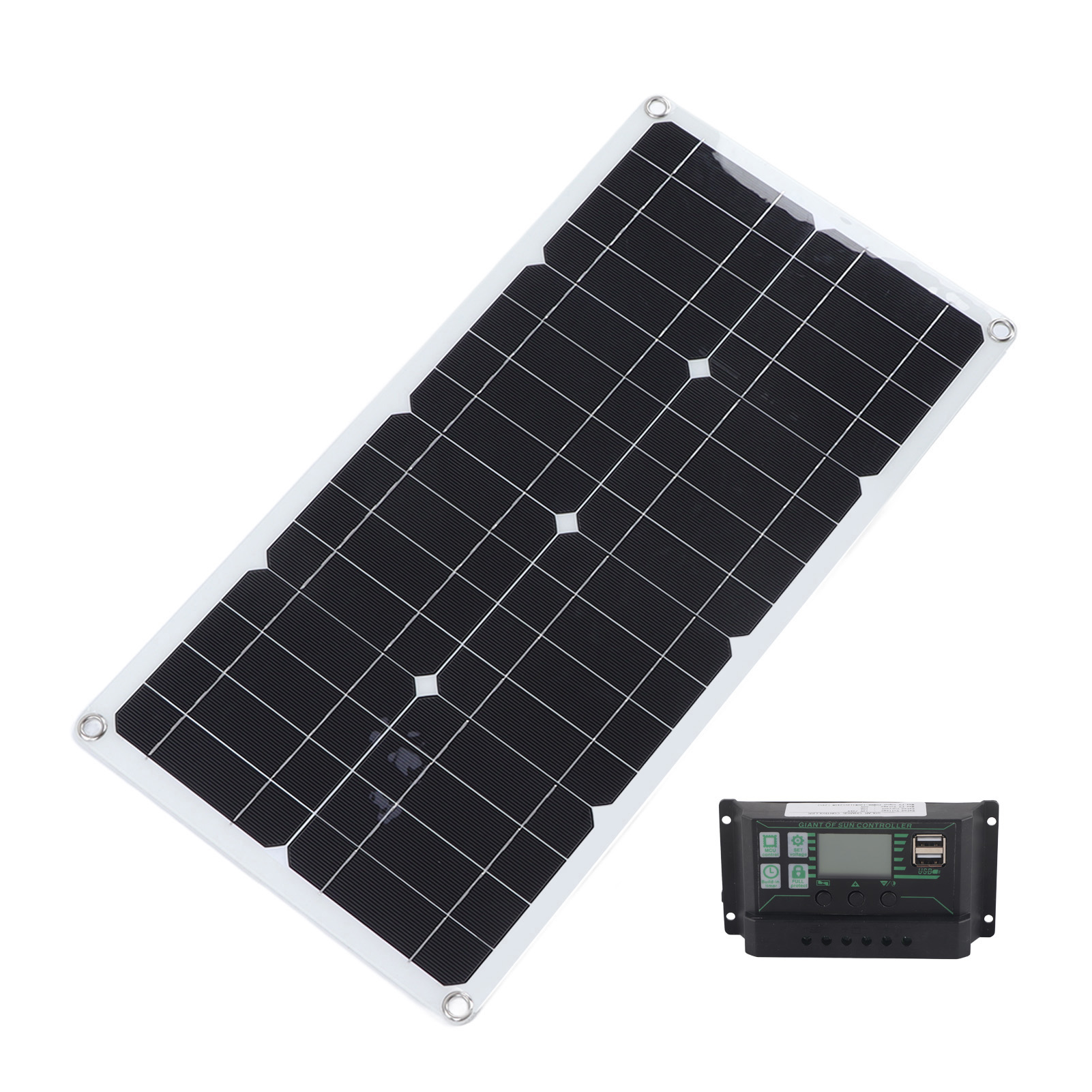 250-w-monokristallines Solarpanel Mit 10-a-regler Und Zwei Usb-anschlüssen Zum Laden Von Batterien In Wohnmobilen, Autos Und Booten