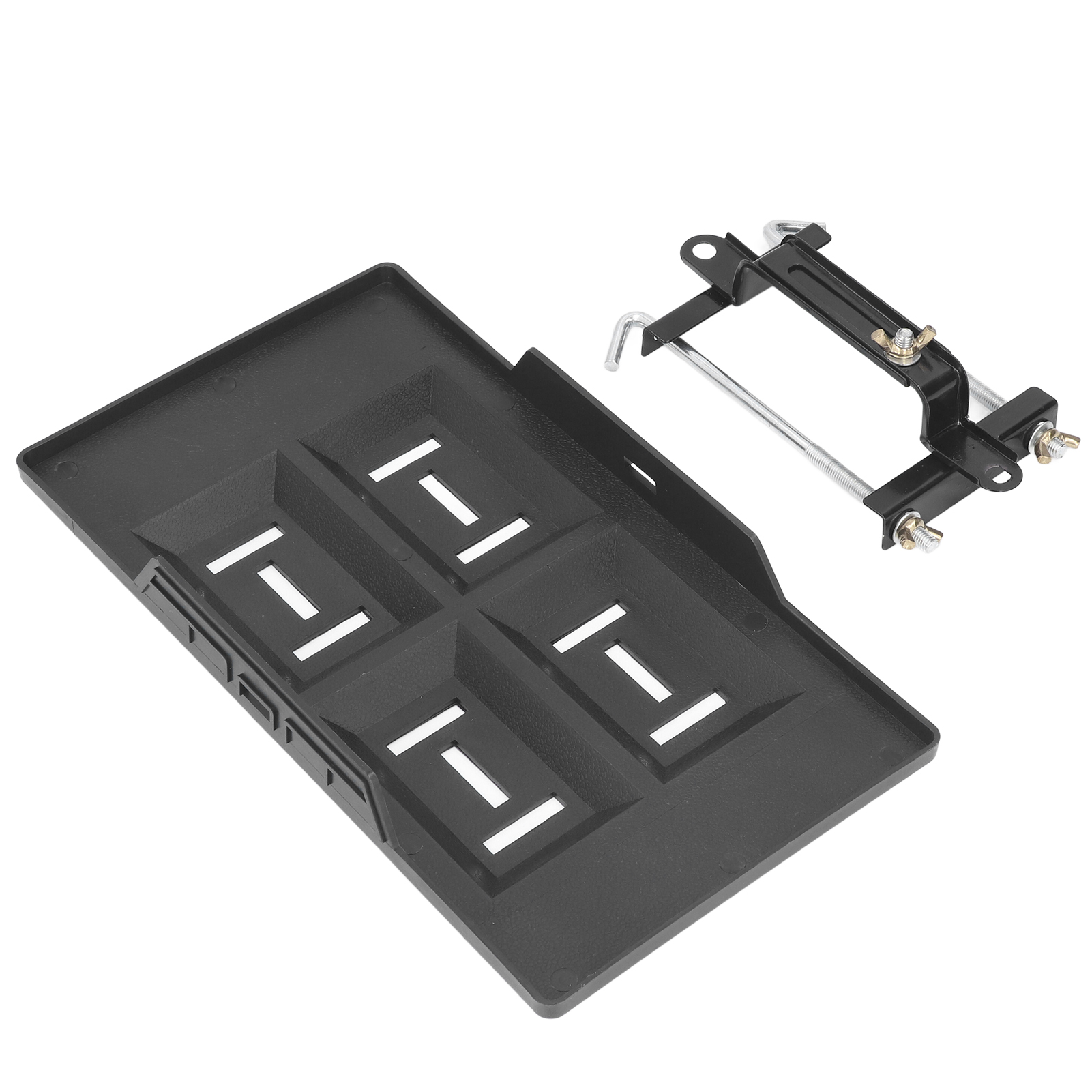 Montagehalterung Für Autobatterien, Universell, Schwarz, Höhenverstellbar, Robust, Stabil, Hält Die Batterie Sicher