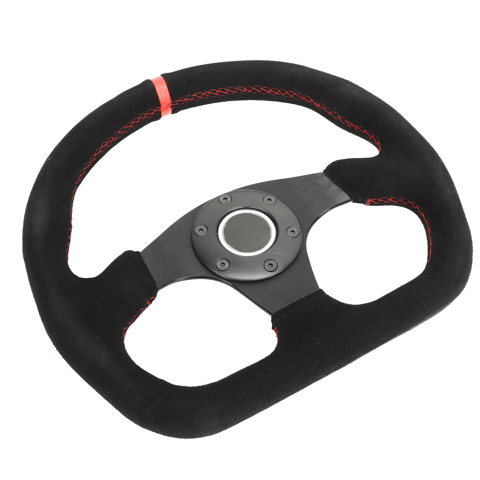 12,8-zoll-d-förmiges Sportlenkrad, Alcantara-leder Mit Roten Ziernähten Und Hupenknopf