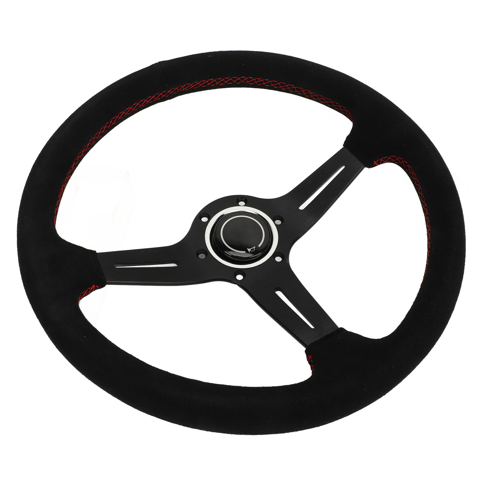 35 Cm Rennlenkrad, Alcantara, Wildleder, Rote Ziernähte, Für Sportliches Fahren, Universell Passend Für Jedes Auto
