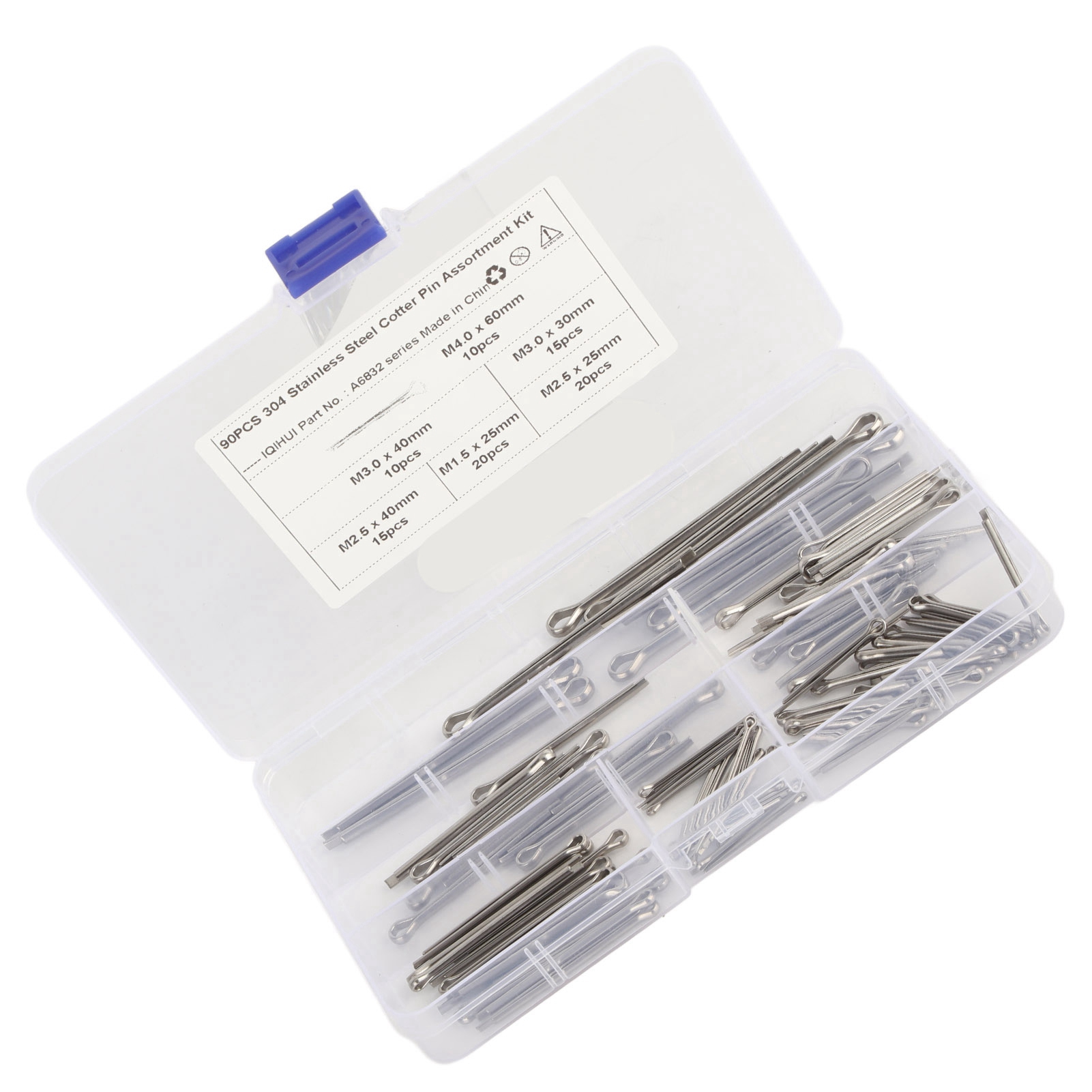 Edelstahl-splint-set, 6 Größen M1.6x25 M2.5x25/40 M3.0x30/40 M4x60 Für Auto, Lkw, Reparaturwerkstatt.