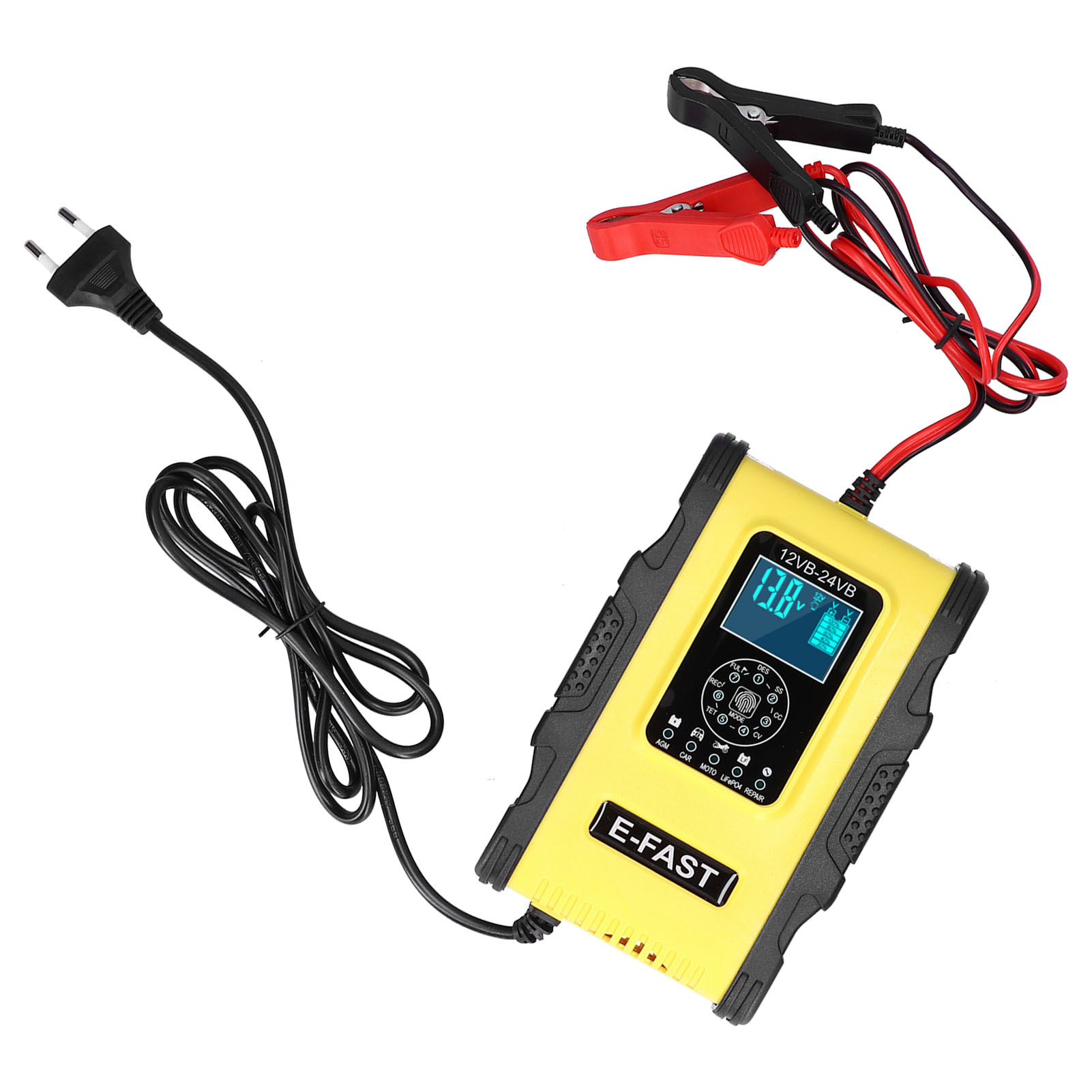 Intelligentes Batterieladegerät 12 V/12 A Bis 24 V/6 A, 7-stufig Mit Impulsreparatur, Auto/boot, Gelb/schwarz, Eu-stecker 100–240 V