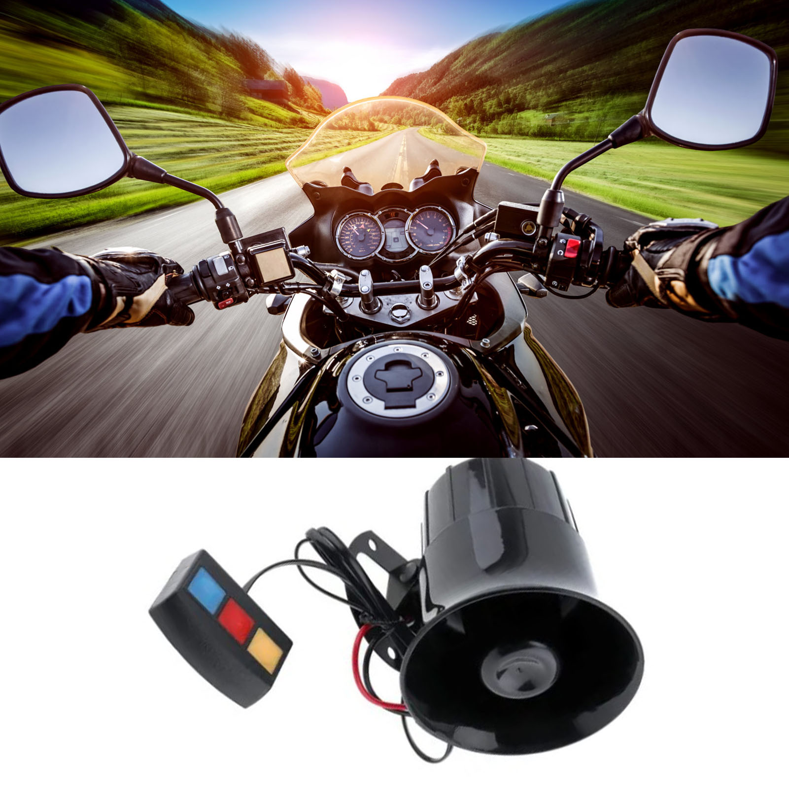 12v Motorradhupe, 3 Kraftvolle Töne, Wasser- Und Staubdichte Alarmhupe, Hohe Lautstärke Für Fahrzeuge Und Motorräder