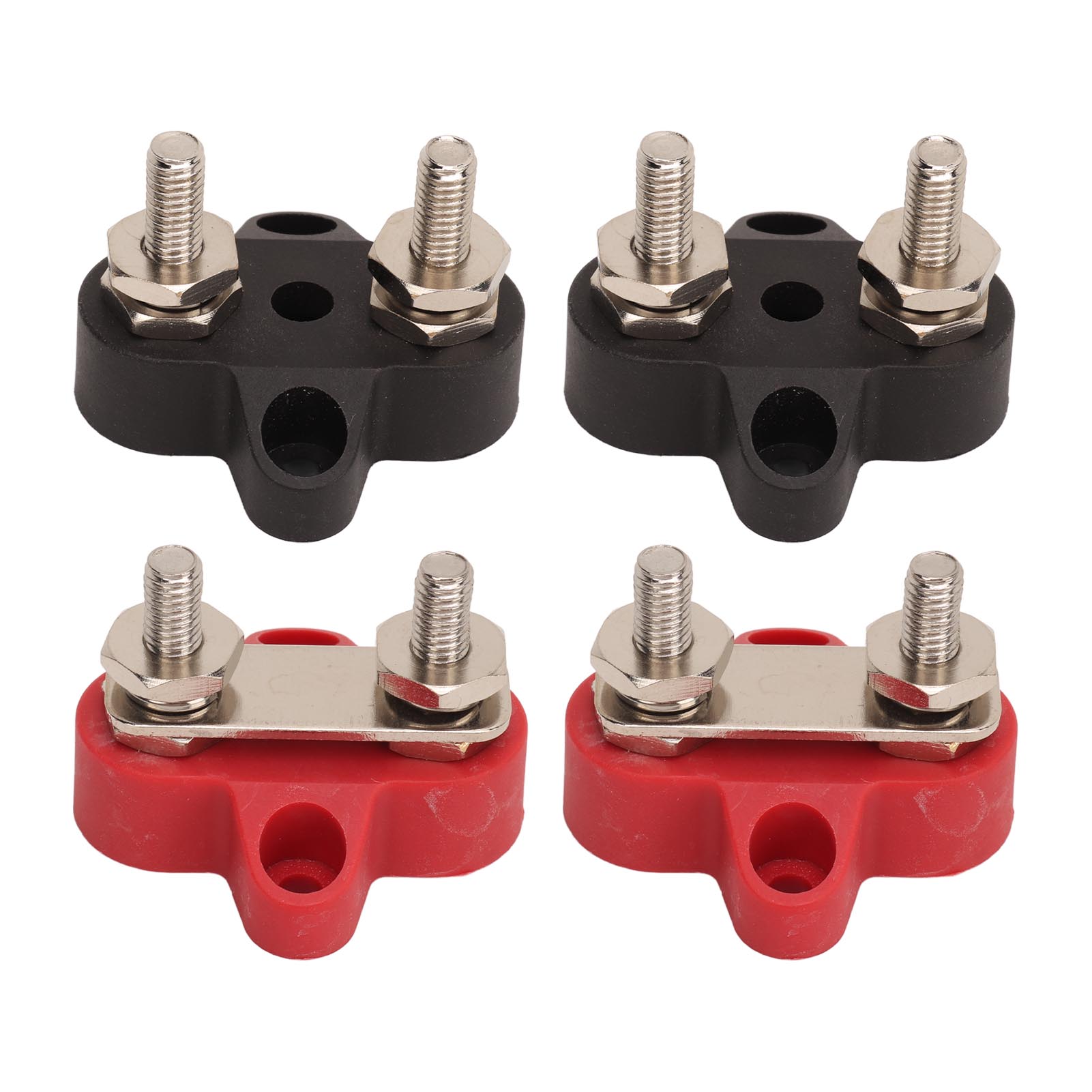 4-teiliger M6-doppel-verteilerkasten Aus Messing Für Pkw, Wohnmobile, Boote, Lkw, Gleichstrom 12v-48v Anschlussblock