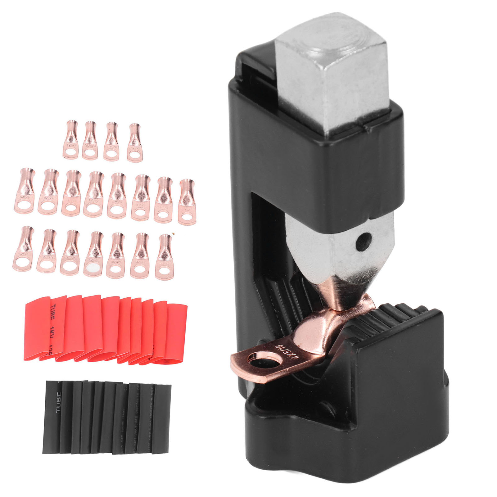 Batterieklemmen-crimpzange Mit Hammer, Set Mit 20 Klemmen Und 20 Schrumpfschläuchen, Für Kabel Von 8 Awg Bis 0000 Awg, Manuelles Crimpwerkzeug