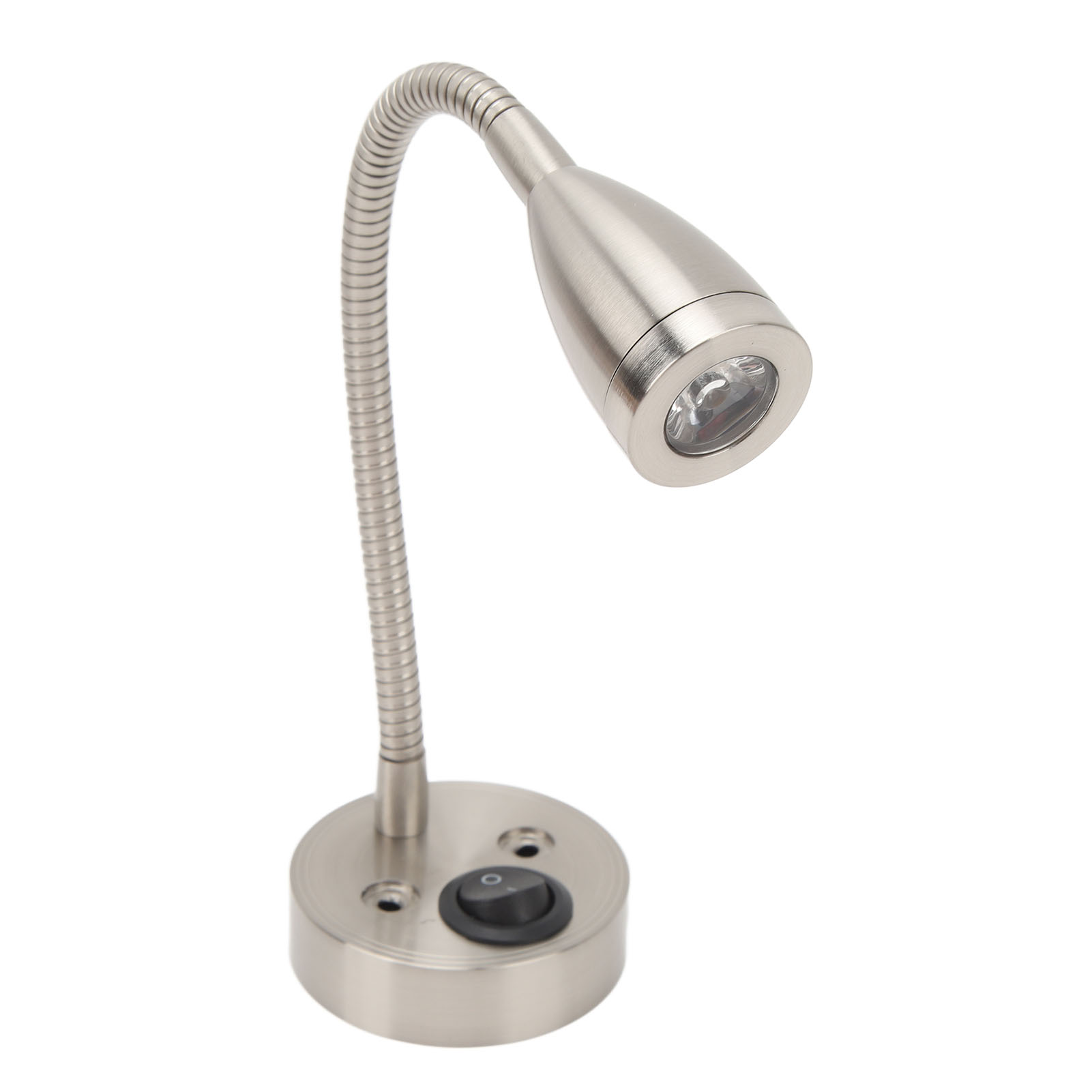 360° Schwenkbare Led-nachttischlampe Für Wohnmobile, Boote, Lkws Und Pkws Mit Flexiblem Schwanenhals, 12–24 V Dc, Nickel-finish