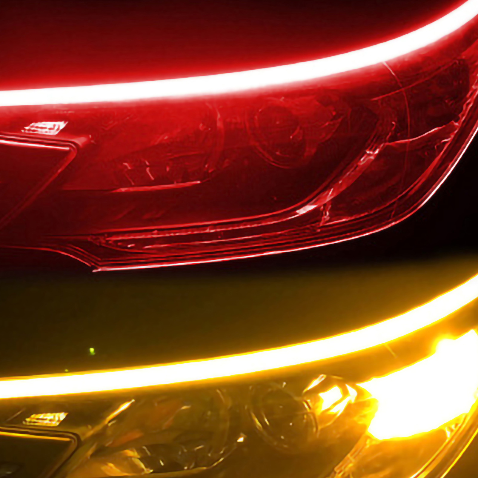 60 Cm Langer, Zweifarbiger Led-tagfahrlichtstreifen (rot Und Gelb) Für Autoscheinwerfer, Blinker Und Signalleuchten 60 Cm Langer Flexibler Schlauch Wasserdicht