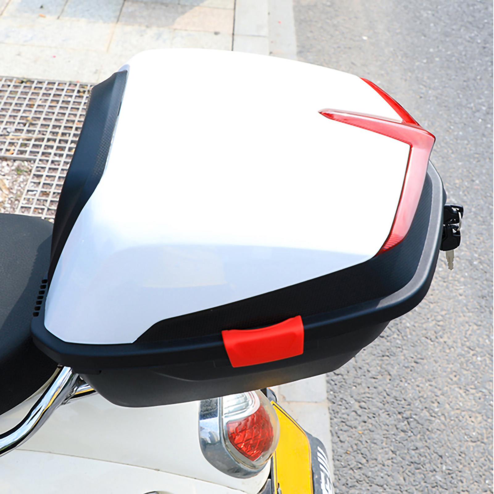 Wasserdichtes, Stoßfestes, Großvolumiges Weißes Motorrad-topcase Universelles Heckgepäckfach Für Roller Geräumiges Aufbewahrungsfach