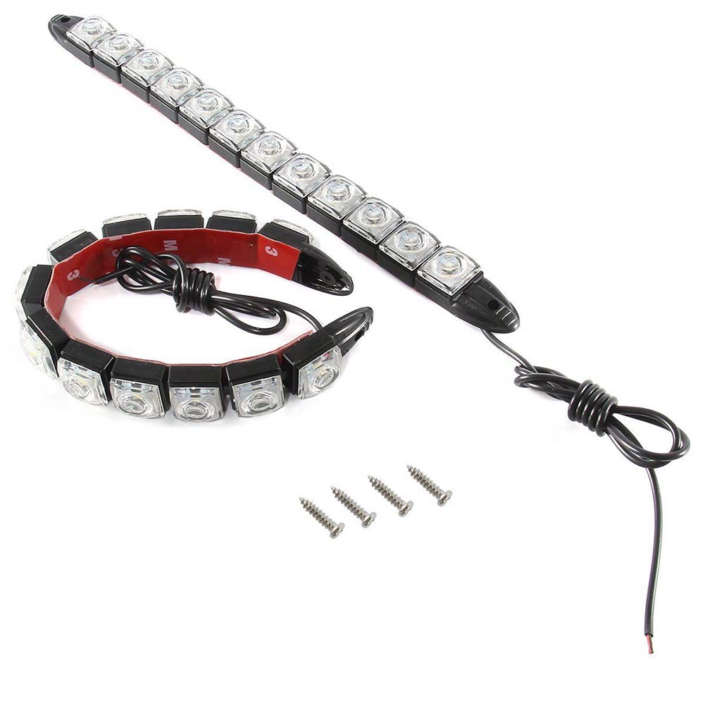 2er-pack Universelle Tagfahrlichter, 12 Leds, Flexibler Streifen, Auto-tagfahrlicht, Beschlagfrei, Weiß