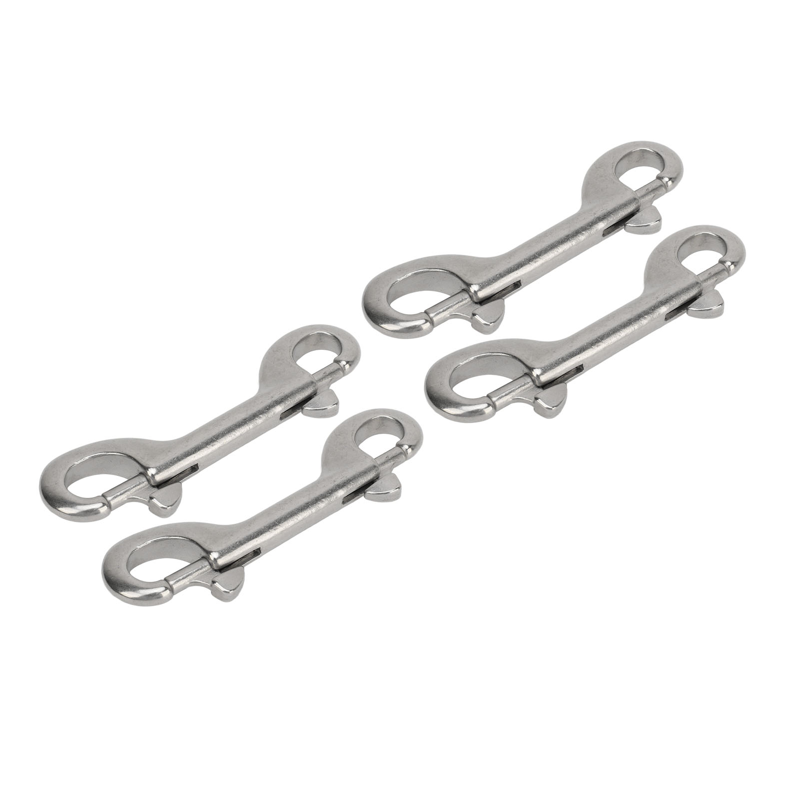 Set Mit 4 Doppelseitigen Karabinerhaken Aus Seewasserbeständigem Edelstahl 316, B-förmige Kettenhaken Für Seile Und Gurte, 100 Mm Länge, Tragkraft 90 Kg