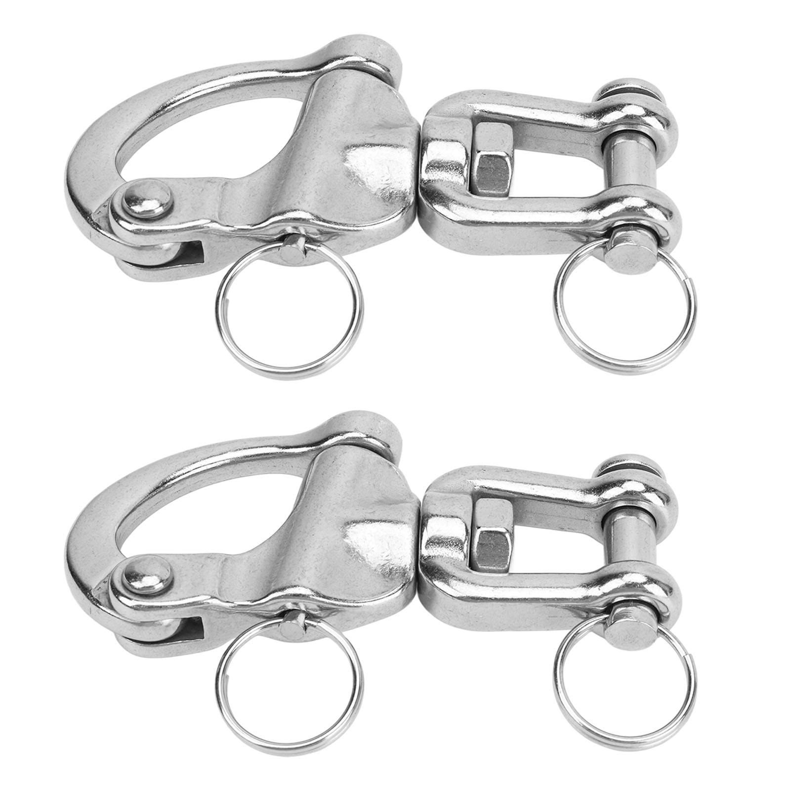 Set Aus 2 Schnellverschluss-schnappschäkeln Aus Edelstahl 316, Hochfest, Universell Für Segelboot-takelage, 87 Mm.