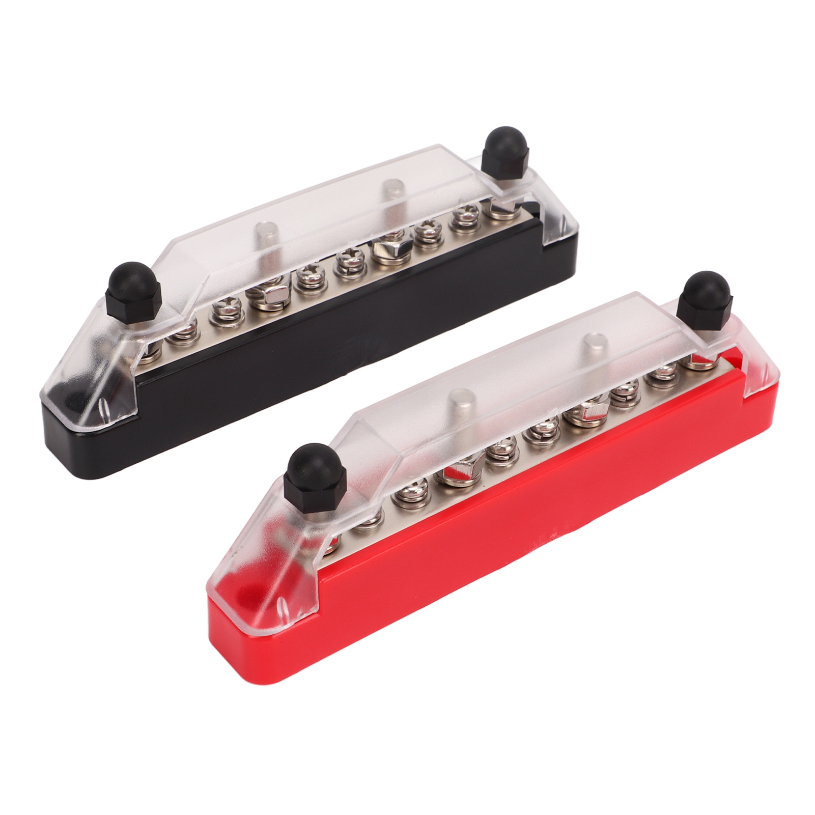 Elektrischer Verteilerblock Mit 10 Anschlüssen, 48 V, 150 A, Sammelschiene Mit 4 M6-bolzen Und 6 M4-schrauben Für Auto Und Boot, Paar Aus 2 Stück, Edelstahl.