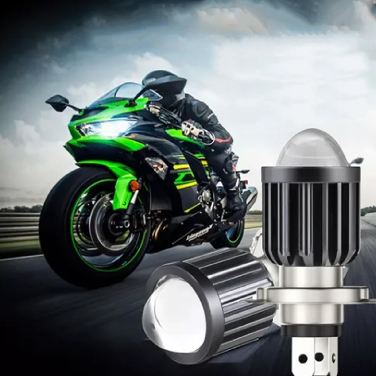 12–80 V Led-motorradscheinwerfer, Doppelscheinwerfer, Fernlicht, Glühbirne, Elektrofahrzeug, Roller, Gelb/weiße Lichtlinse