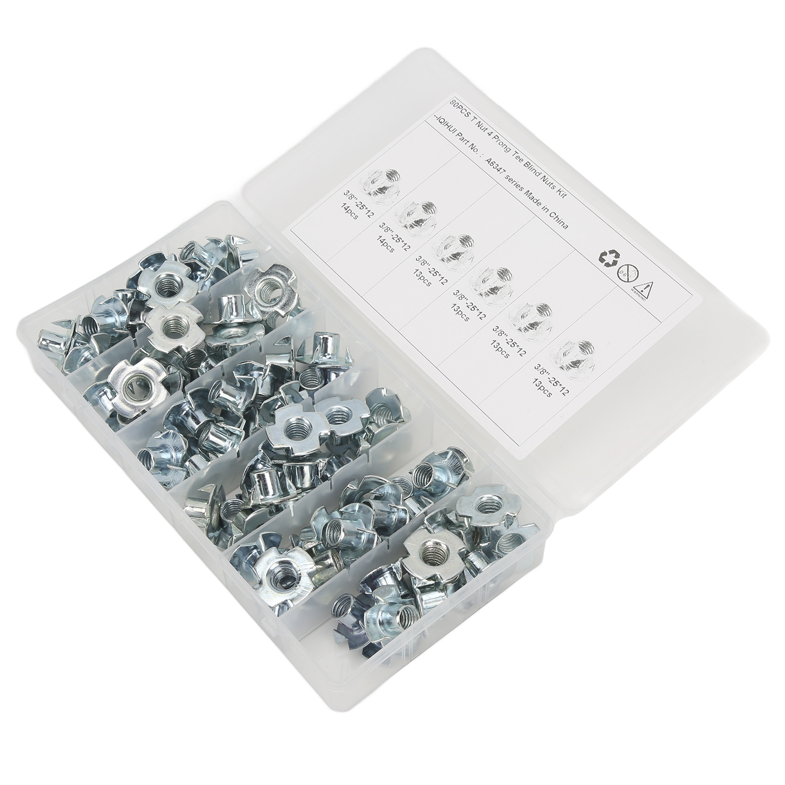 80-teiliges Set Aus Klauenmuttern, Hochbelastbarem Kohlenstoffstahl, Rostbeständig, 3/8-zoll-gewinde, Zur Befestigung Von Möbeln, Schränken Und Türen, Für Eine Starke Und Dauerhafte Verbindung.