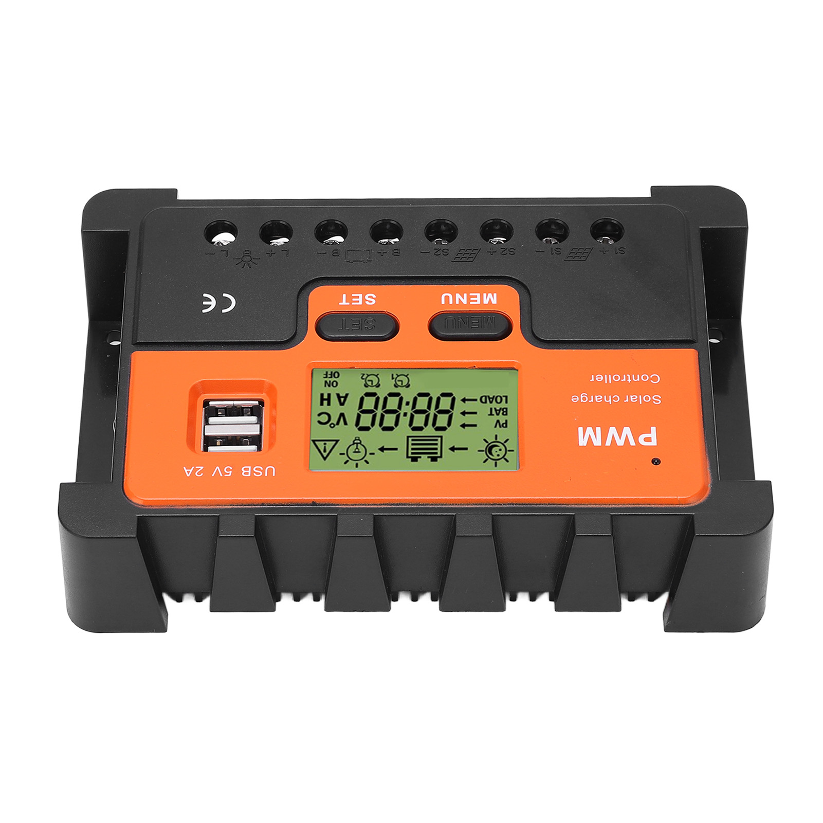 10a 12v/24v Pwm-solarladeregler Mit Automatischer Erkennung, Lcd-bildschirm, Zwei 5v-usb-anschlüssen, 28awg-auf-10awg-kabel, Solarpanel