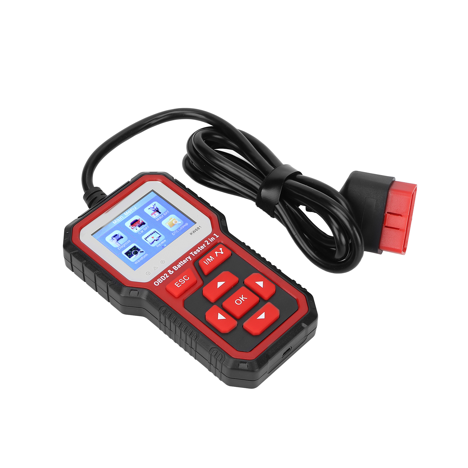 6v-12v Autobatterietester, Multifunktions-tft-bildschirm, Universeller 2-in-1 Obdii-scanner Für Motorräder, 2,4 Zoll