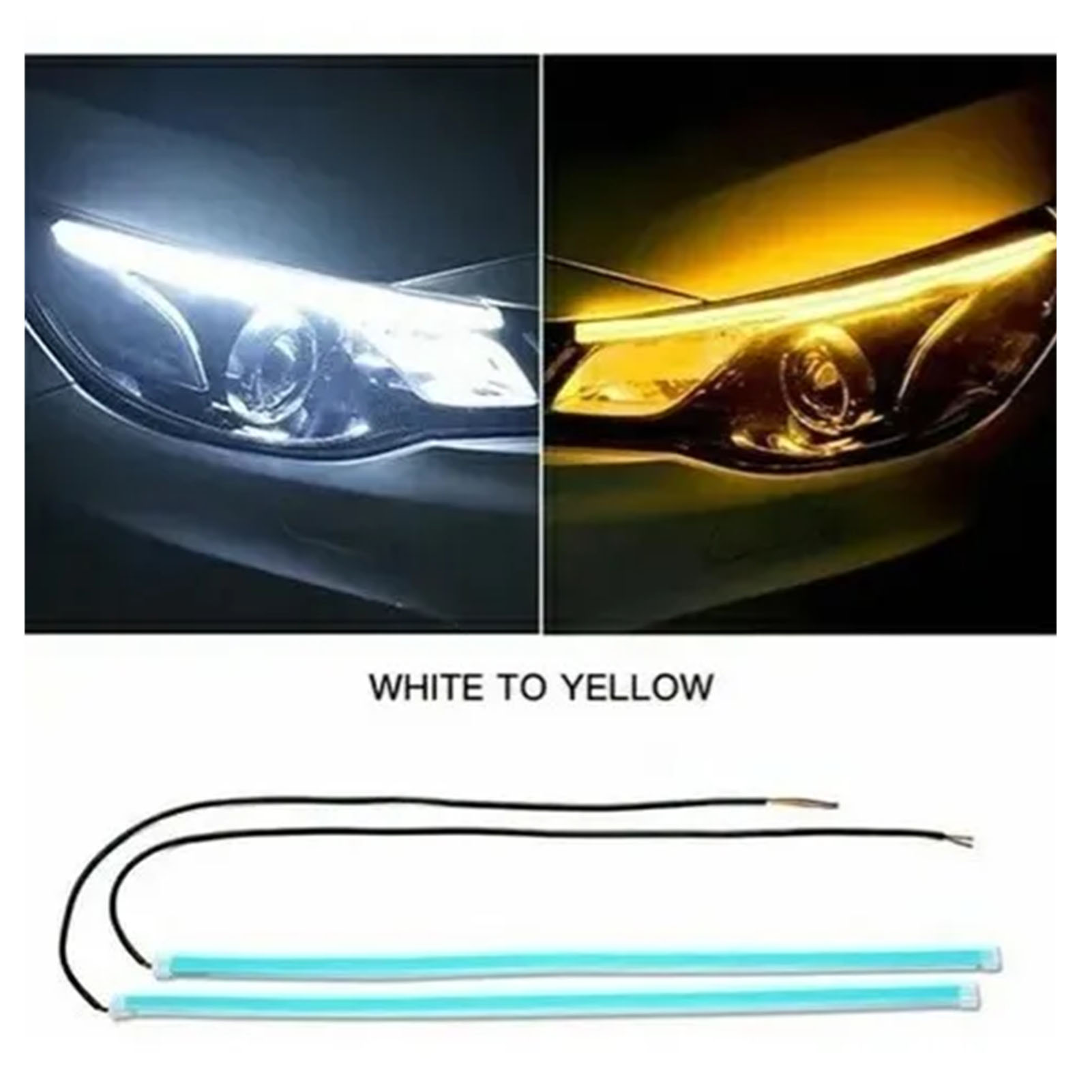 30 Cm Flexibler, Wasserdichter, Dynamischer, Sequenzieller Led-lichtstreifen In Weiß Und Gelb Für Auto, Tagfahrlicht, Außenbeleuchtung