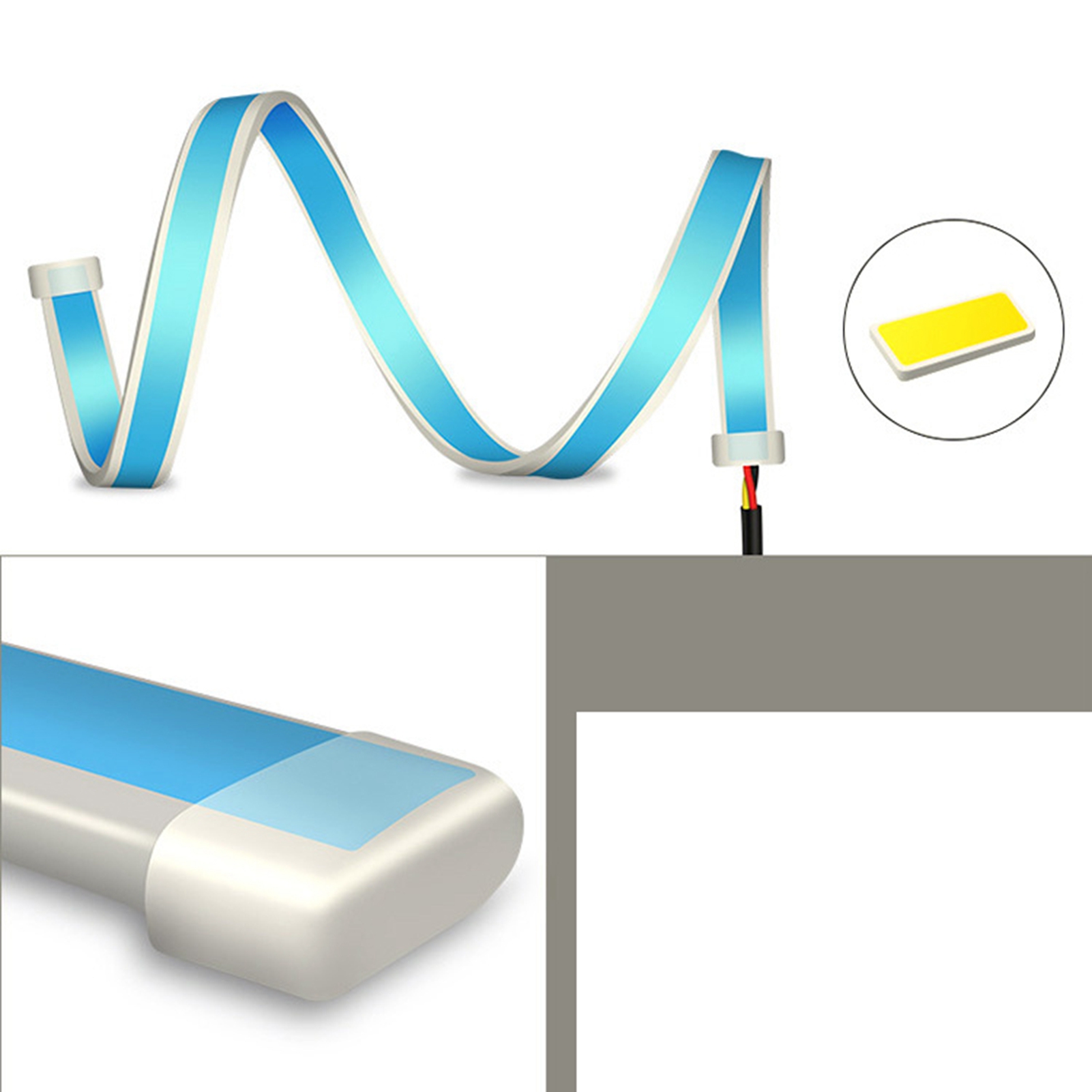 Led-scheinwerferleiste, Zweifarbig, Dynamisch, Tagfahrlicht, Blinker, 60 Cm, Eisblau/gelb