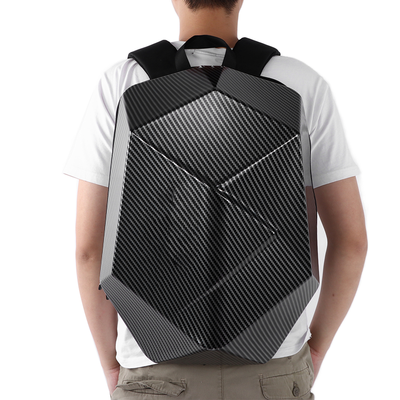 Erweiterbarer, Wasserdichter Motorradtankrucksack Aus Abs Im Carbon-look, Gepäckfach Für Den Beifahrer, Großes Fach