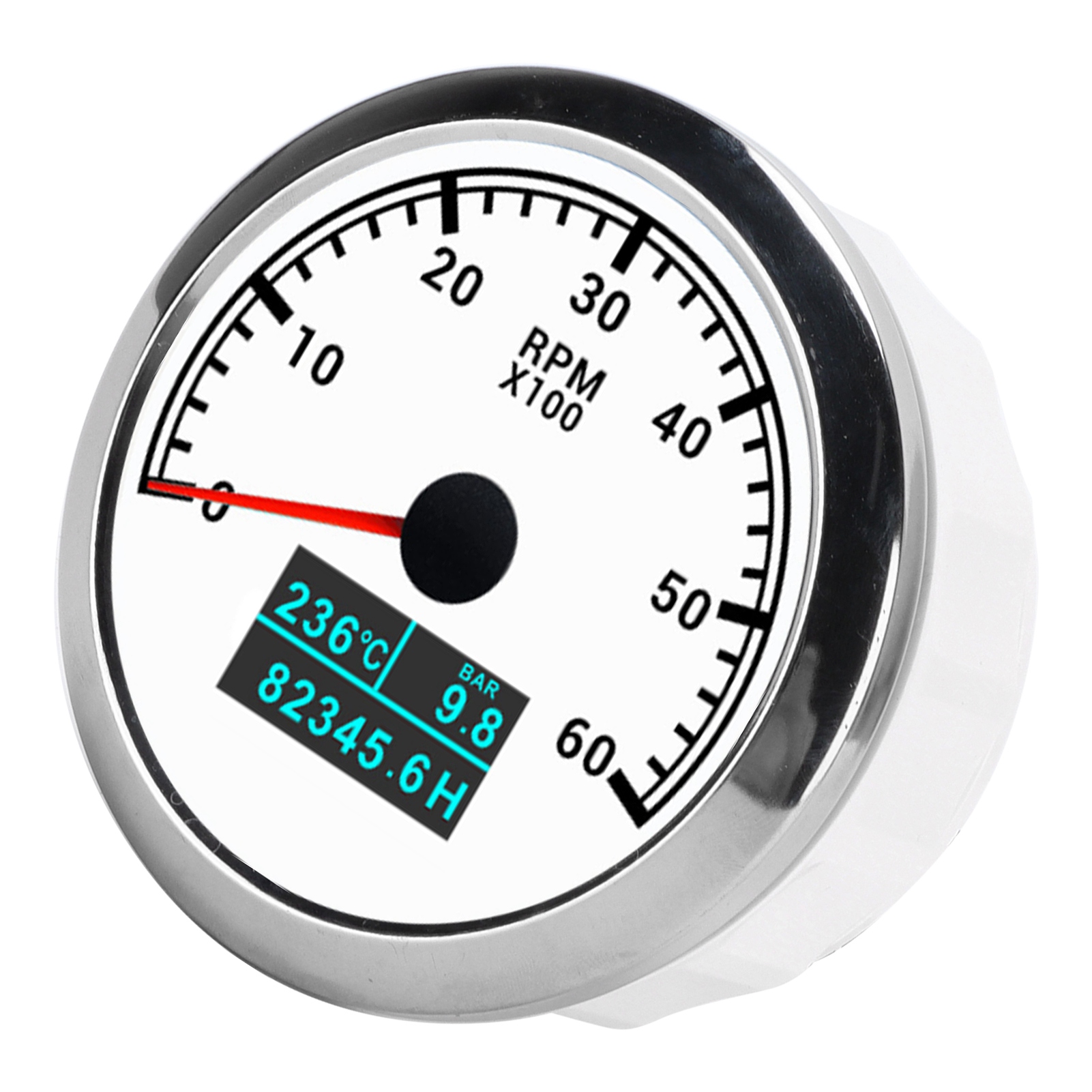 3-in-1-kombigerät: Tachometer, Drehzahlmesser, Wassertemperaturanzeige, Öldruckanzeige, Betriebsstundenzähler, Ip67 Wasserdicht, Für Auto, Boot, Lkw, Weißes Zifferblatt