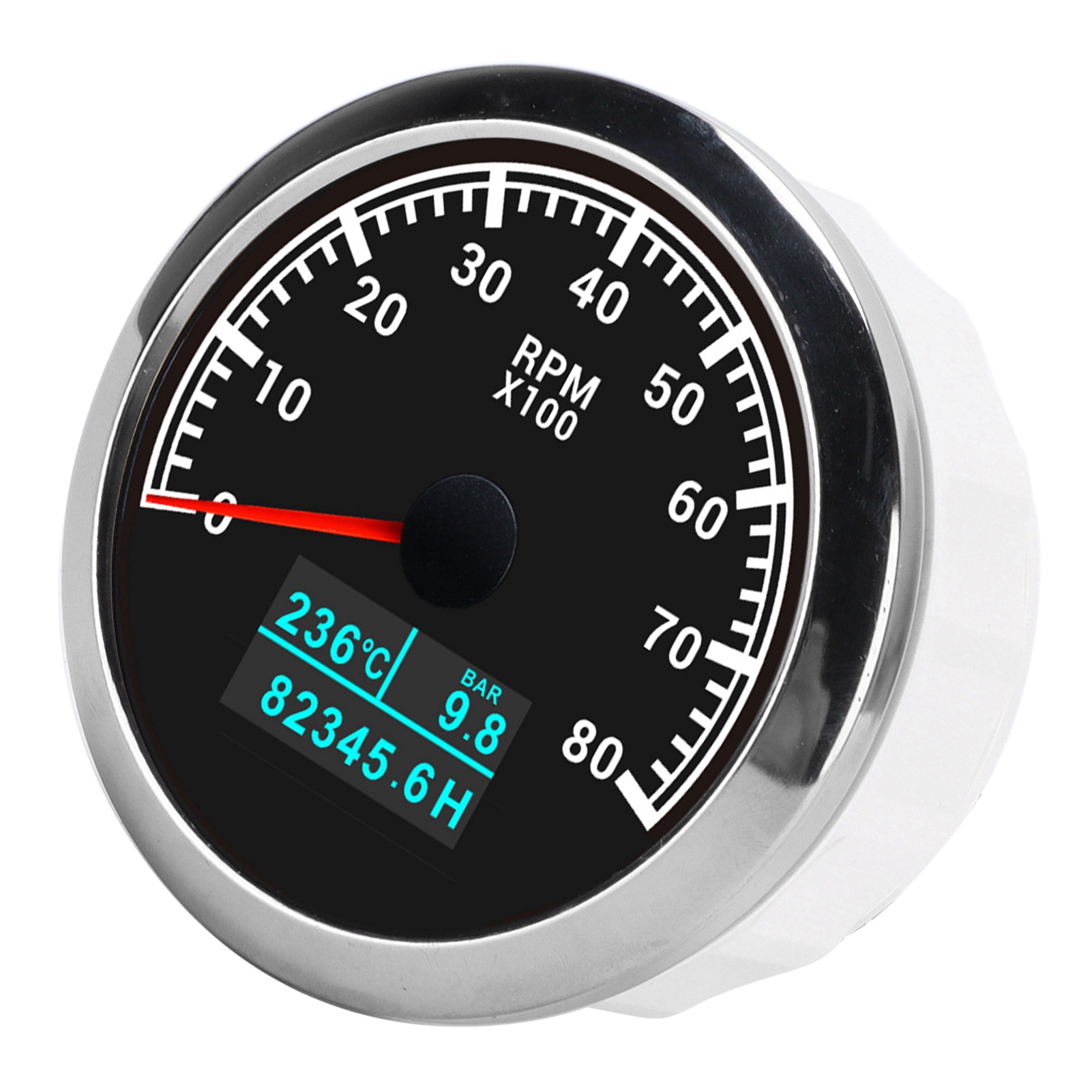 3-in-1-messgerät: Drehzahlmesser, Wassertemperaturanzeige, Öldruckanzeige, Betriebsstundenzähler, Schwarzes Zifferblatt, Schutzart Ip67, Für Auto, Lkw, Boot
