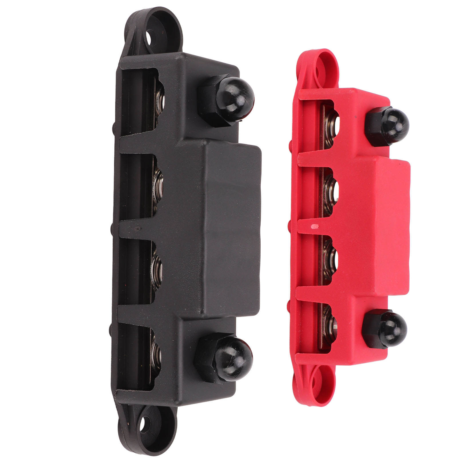 4-poliger, Schwarz-roter Elektrischer Verteilerblock, 2 Stück, Mit Abdeckung, Für Boote, Wohnmobile, Autos Und Yachten, 3/8-zoll-schraube.