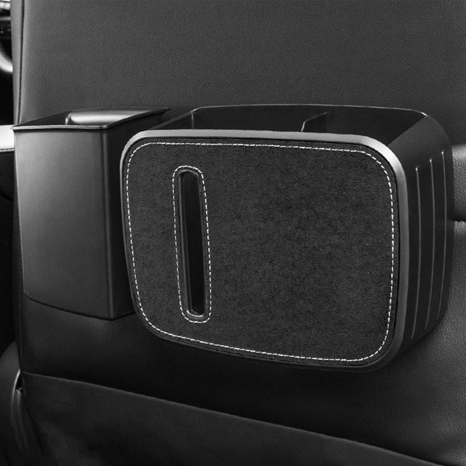 Herausnehmbarer Auto-mülleimer, Auto-müllbeutel Zum Aufhängen Am Sitz, Auto-aufbewahrungsbox, Carbongrau (wildleder)