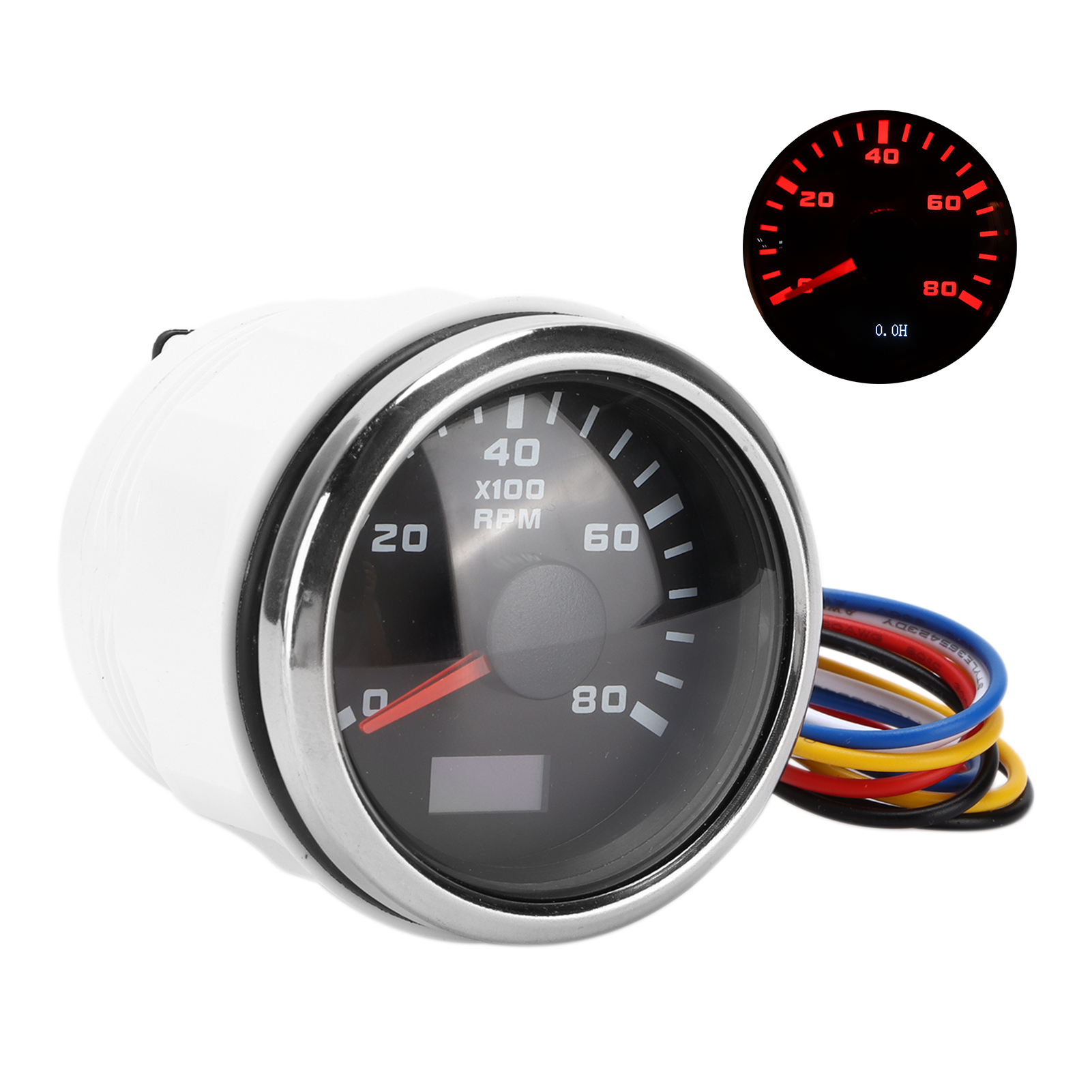 52-mm-schiffsdrehzahlmesser Mit Zeiger, Roter Hintergrundbeleuchtung, Universell Einsetzbar Für Motorrad, Auto, Lkw, Boot, 9–32-v-benzinmotoren