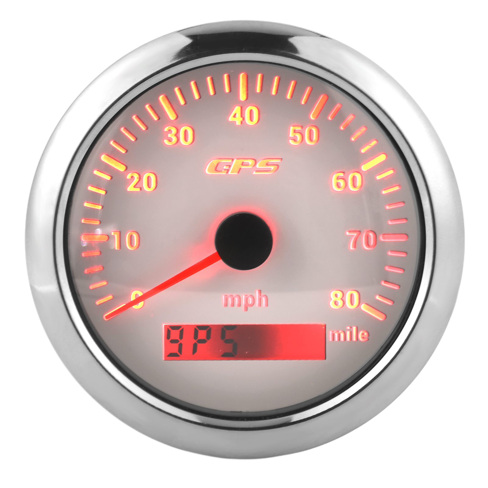 85-mm-gps-tachometer Mit Kilometerzähler Bis 80 Mph/h, Edelstahl, Universell Einsetzbar Für Auto, Boot Und Motor, Weiß