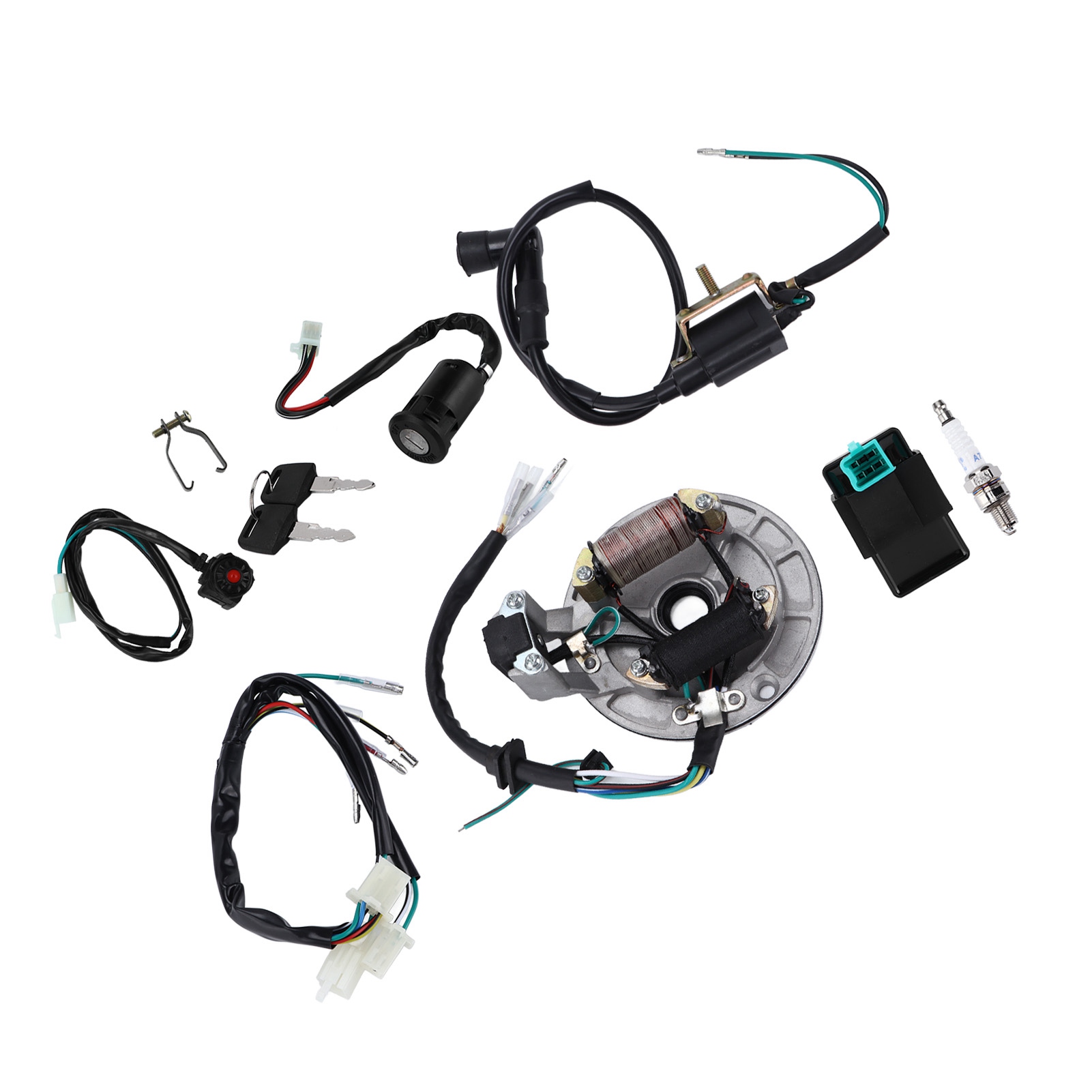 Zündspule, Cdi, Zündkerzenkabelbaum, Magneto-stator-kit Für 50-140 Cm³ Motocross-pitbike-quad Mit Kickstarter