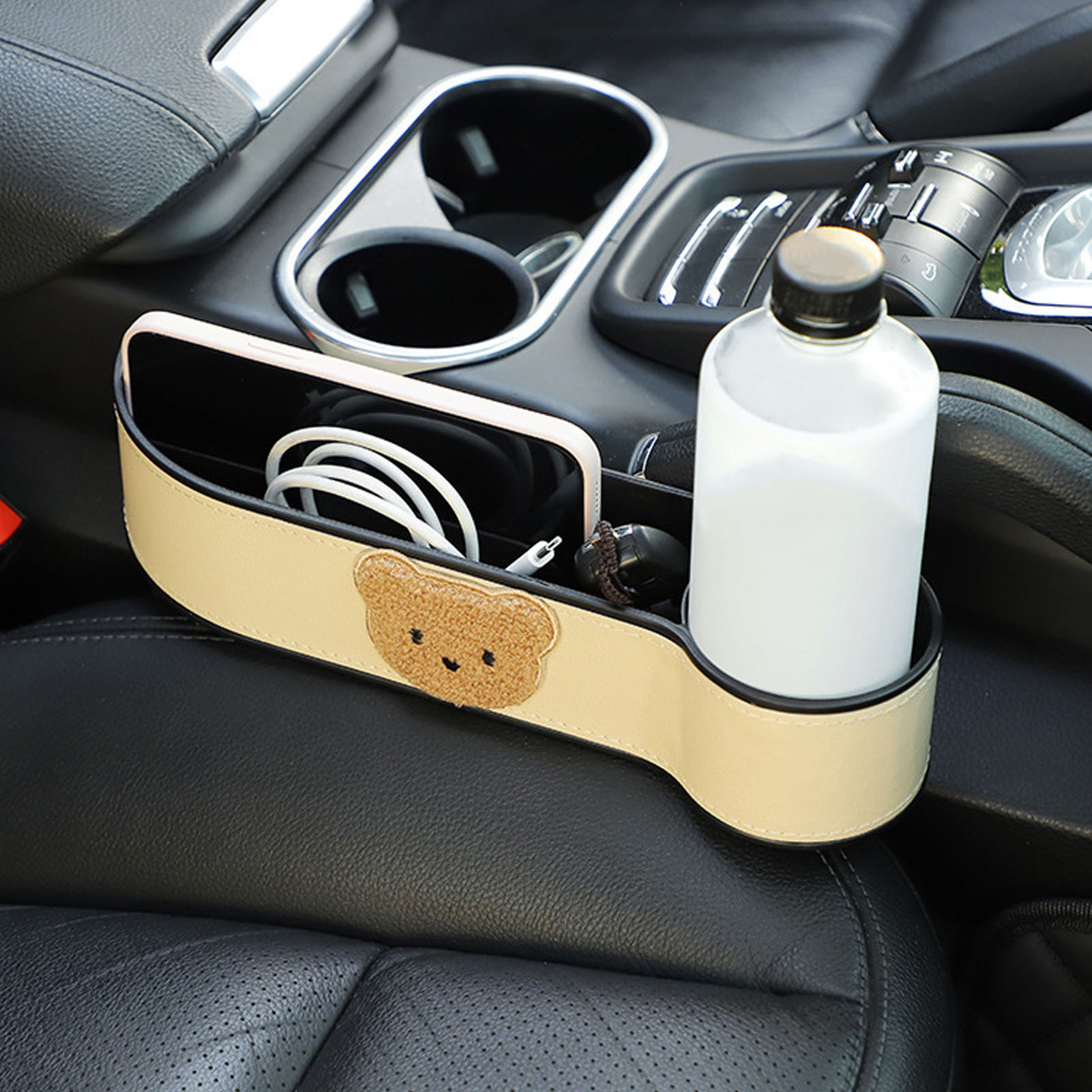 Auto-organizer, Robustes Bären-design, Multifunktionale Aufbewahrungsbox, Fach Auf Der Beifahrerseite, Beige