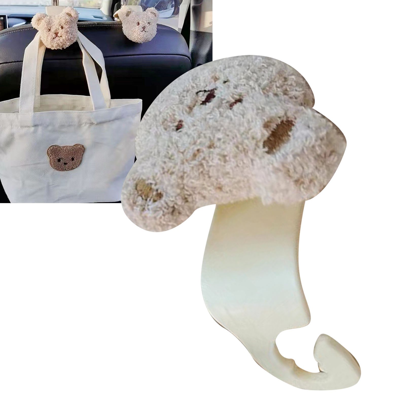 Auto-handtaschenhalter Im Teddybär-design, Einfache Und Sichere Befestigung, Aus Weichem Kunststoff, Kopfstützenanhänger Für Taschen Oder Flaschen, 4er-set