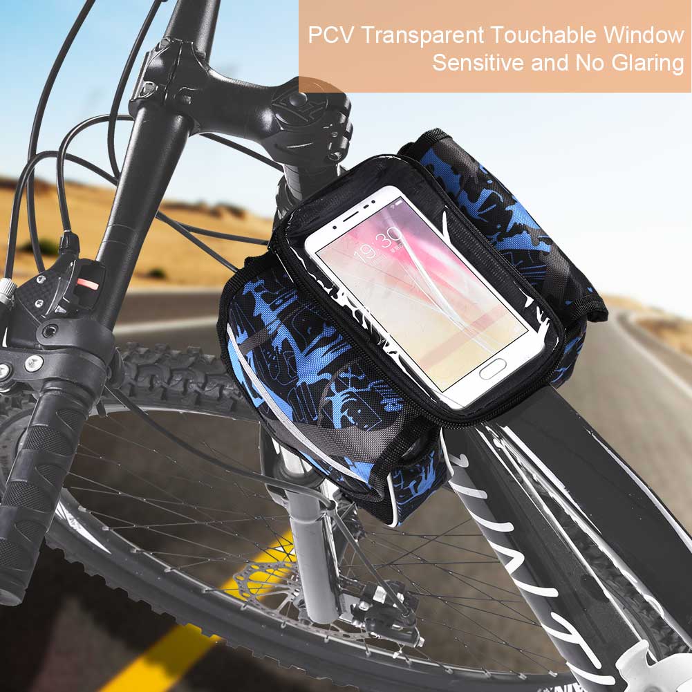 Sacoche De Cadre Avant De Vélo Étanche Avec Pochette Tactile Pour Téléphone Portable, Accessoire De Vélo (bleu)