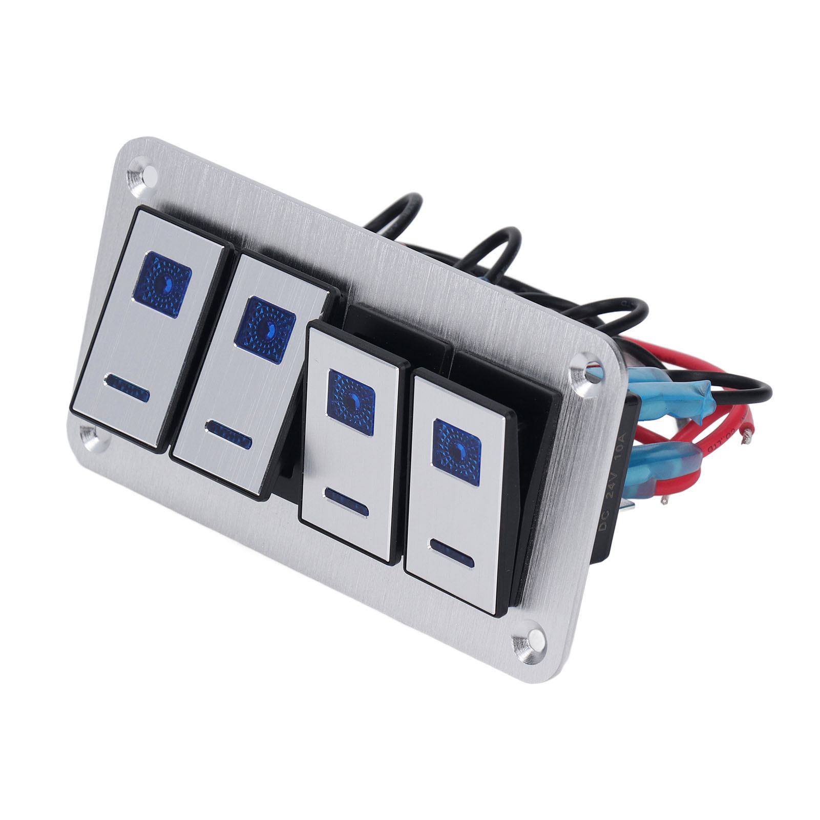 4- Und 5-poliges Ein/aus-spst-wippschalterfeld, Blaue Hintergrundbeleuchtung, Vorverdrahtet, Aluminiumlegierung Für Autos, Wohnmobile, Busse, Anhänger, Utvs