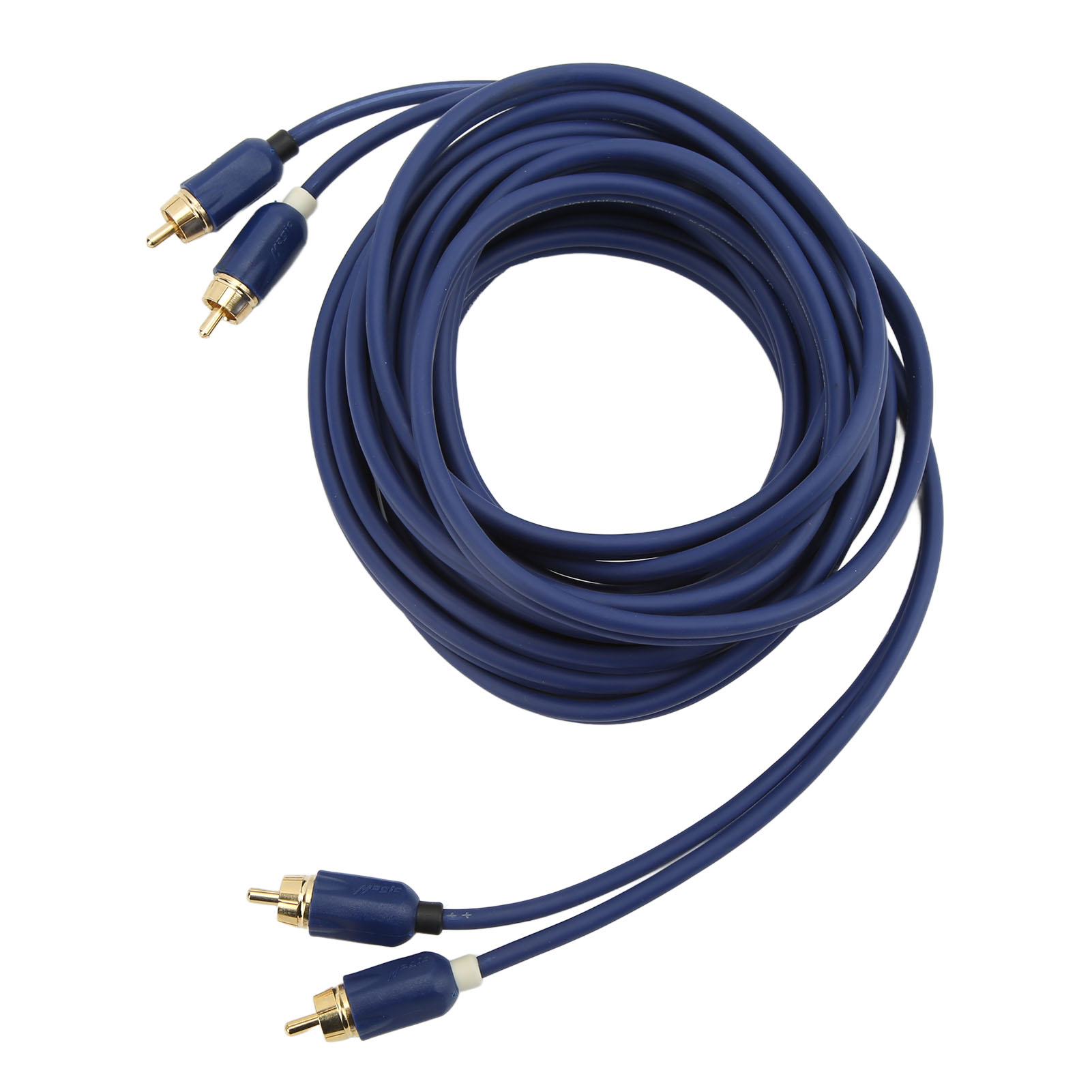 5 Meter Langes, Blaues, Elastisches Rca-audiokabel Aus Robustem Reinkupfer, Für Den Einbau Eines Autoverstärkers.