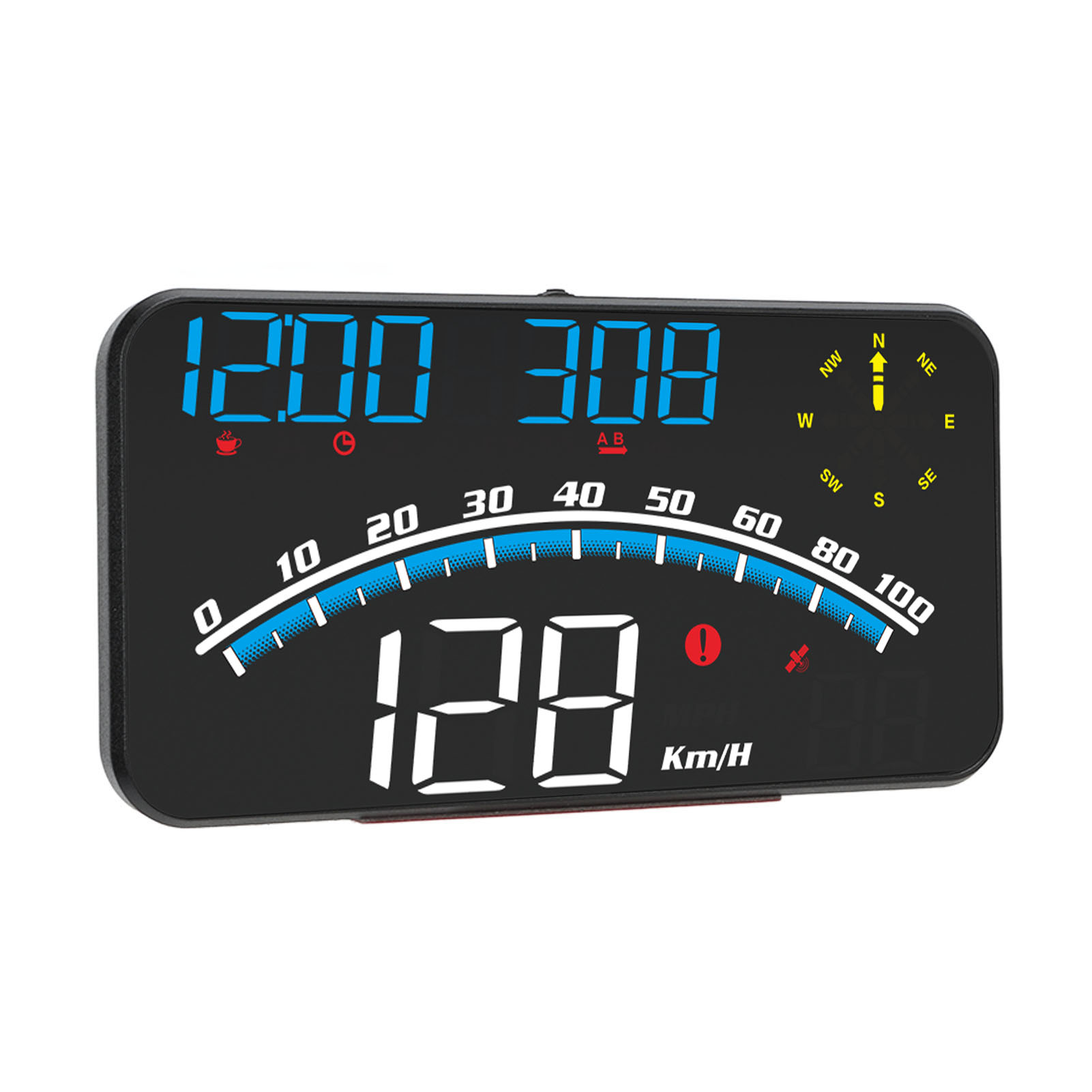 Hd-led-hud-display, Multifunktions-geschwindigkeitsalarm, Gps, Universeller 5v-pkw-/lkw-tachometer, Blau