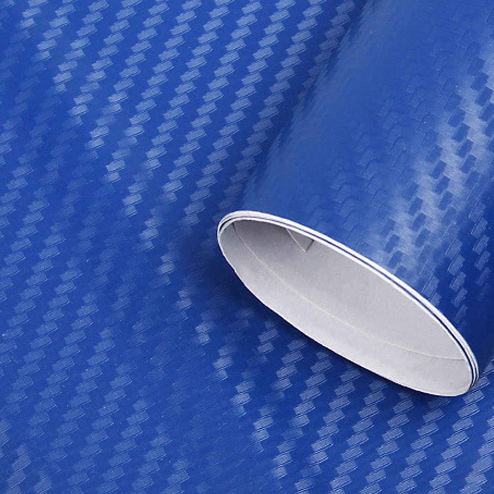 Verdickte 3d-klebefolie In Blauer Carbonoptik, 1,52 M X 30 Cm, Dekorative Autoschutzrolle Für Den Außenbereich, Strukturierter Vinylaufkleber, Strapazierfähige Autofolie.