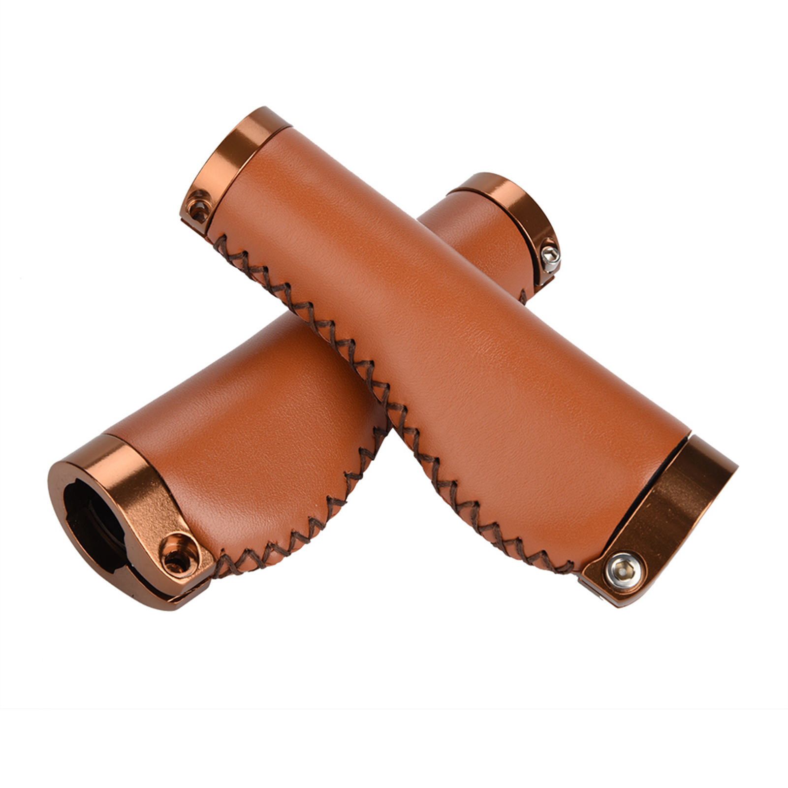 Paire De Poignées De Vélo Pliantes En Cuir Pu Avec Verrouillage (marron)