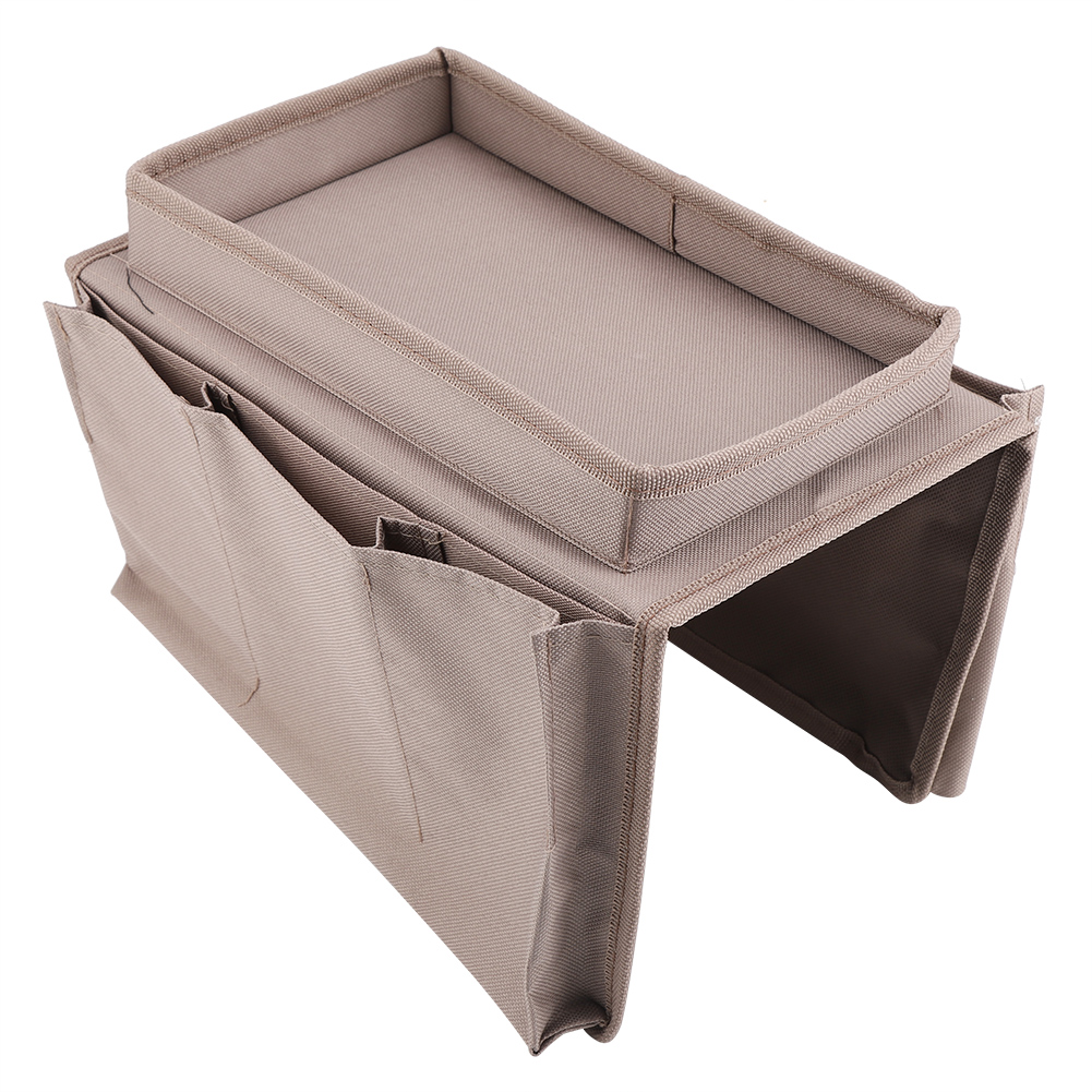 Sofa-organizer Mit Fernbedienungshalterung, Armlehnenbefestigung, Getränkehalter Und Ablage, Braun, Seitliche Stautaschen Für Das Wohnzimmer