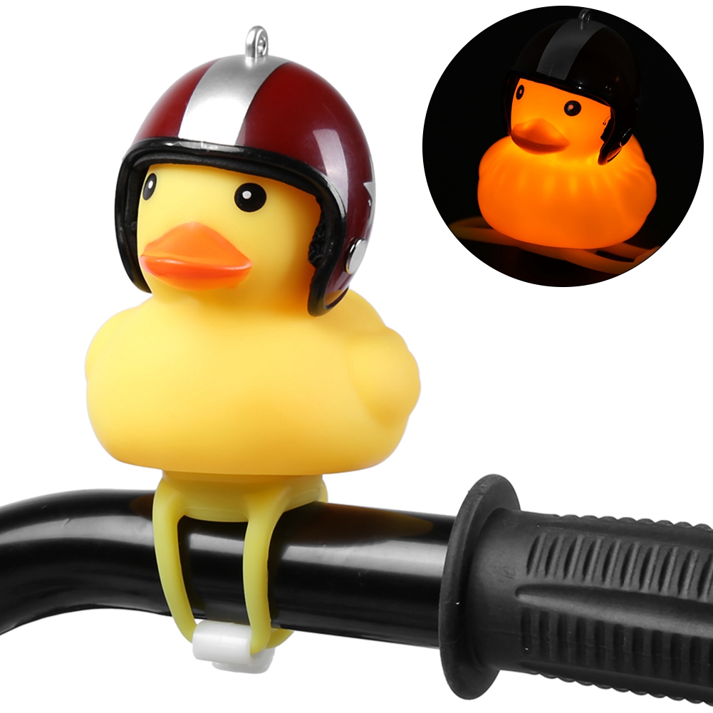 Motorrad Niedliche Kleine Gelbe Ente Mit Helm Mountainbike Fahrrad Dekoration Roter Stern