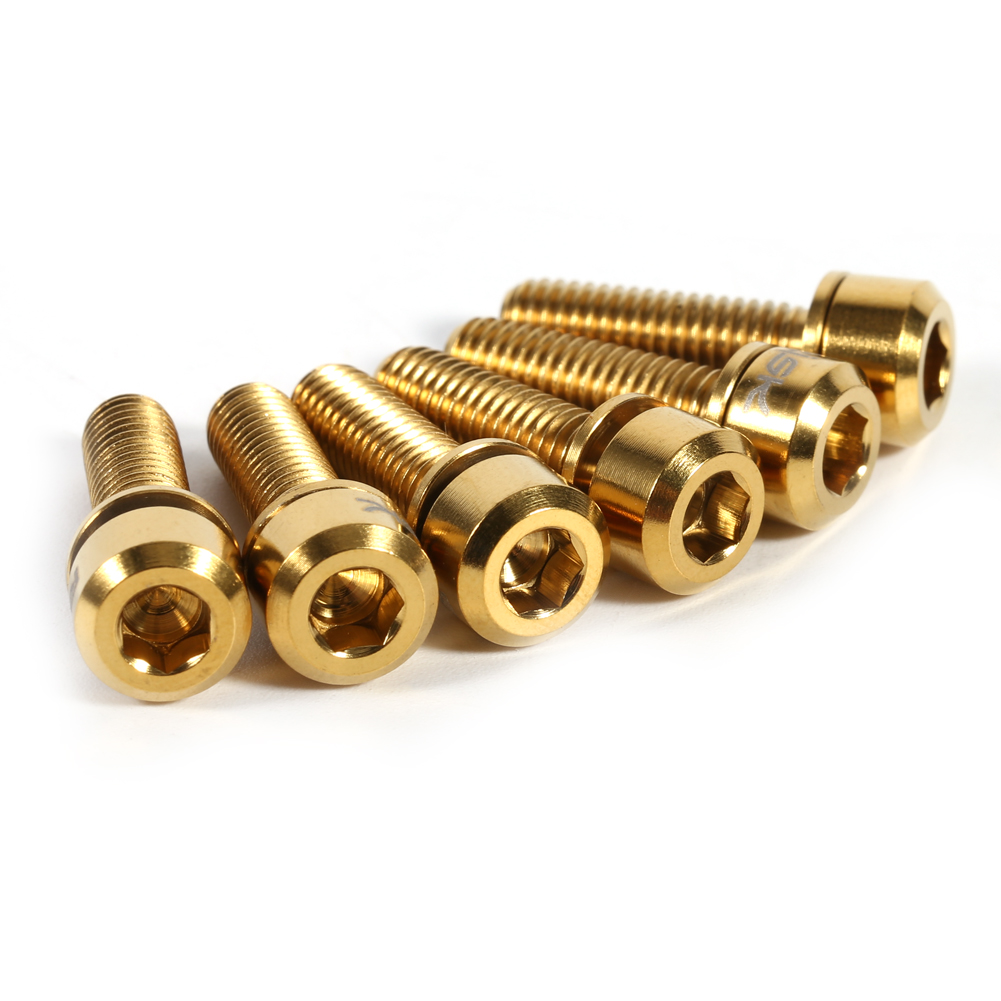 Lot De 6 Vis De Potence En Titane M5 X 18 Mm Avec Rondelle, De Rechange Pour Vélo (dorées)