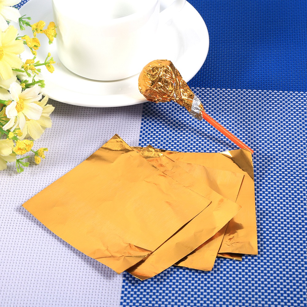 100 Goldfolienbögen 7,6 X 7,6 Cm Für Pralinen, Bonbons Und Lutscher – Quadratische Aluminiumverpackung Für Süßwaren, Packung Mit 100 Stück