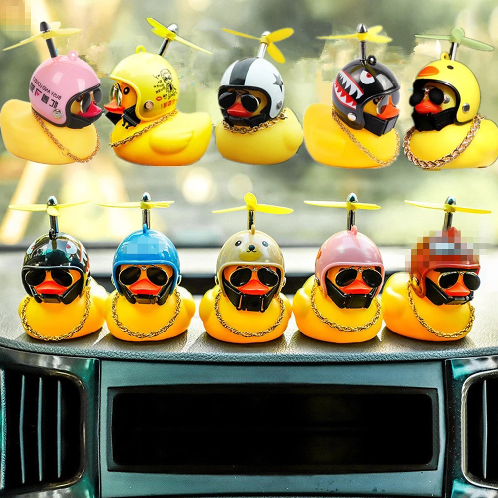 Spielzeug-enten-auto-armaturenbrettdekoration Mit Helm Und Propeller, Lustige Gelbe Entenpuppe Für Erwachsene Und Kinder, Auto-ornament