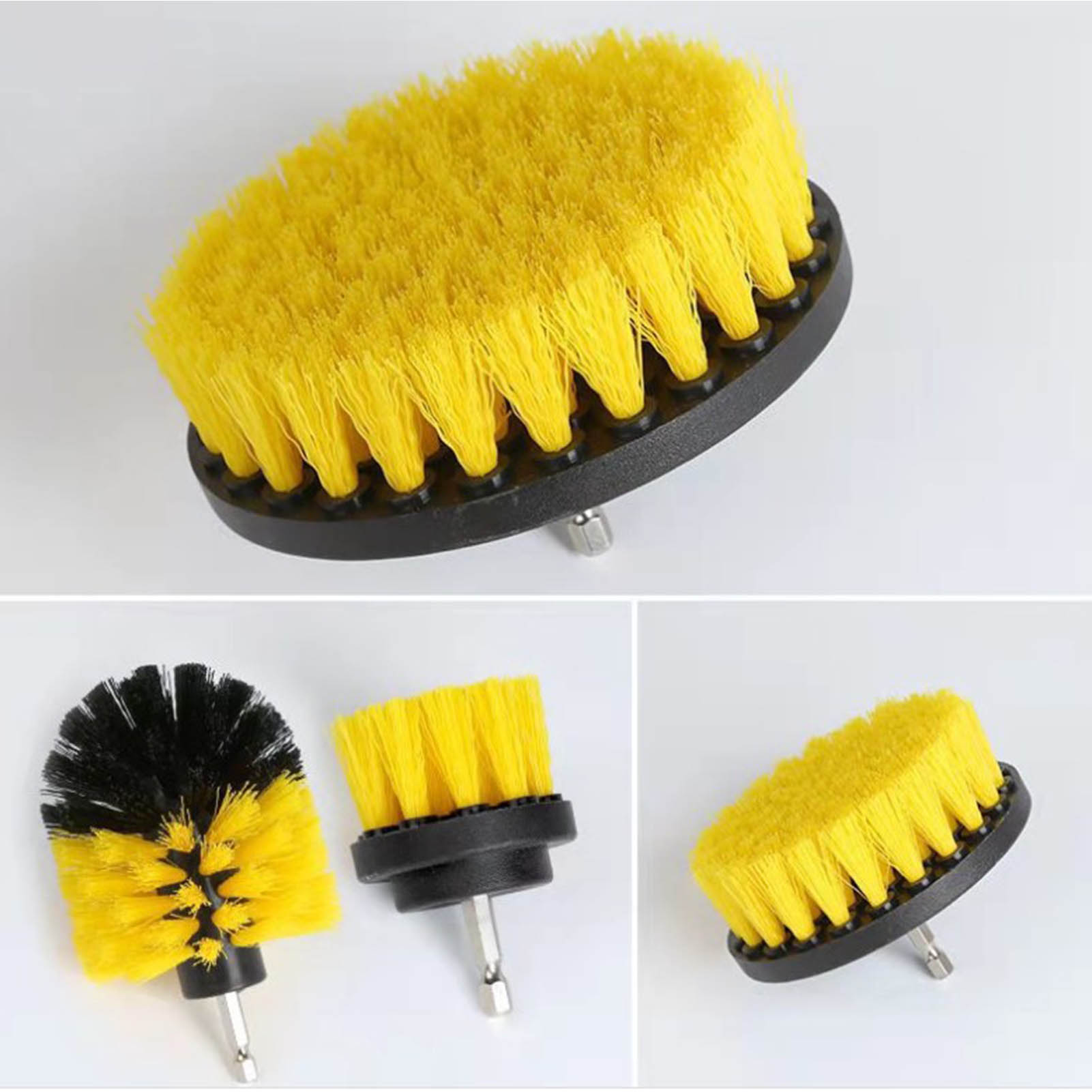 Set Mit 4 Gelben Reinigungsbürsten Für Bohrmaschinen, Elektrische Scheuerbürsten Für Auto Und Haushalt