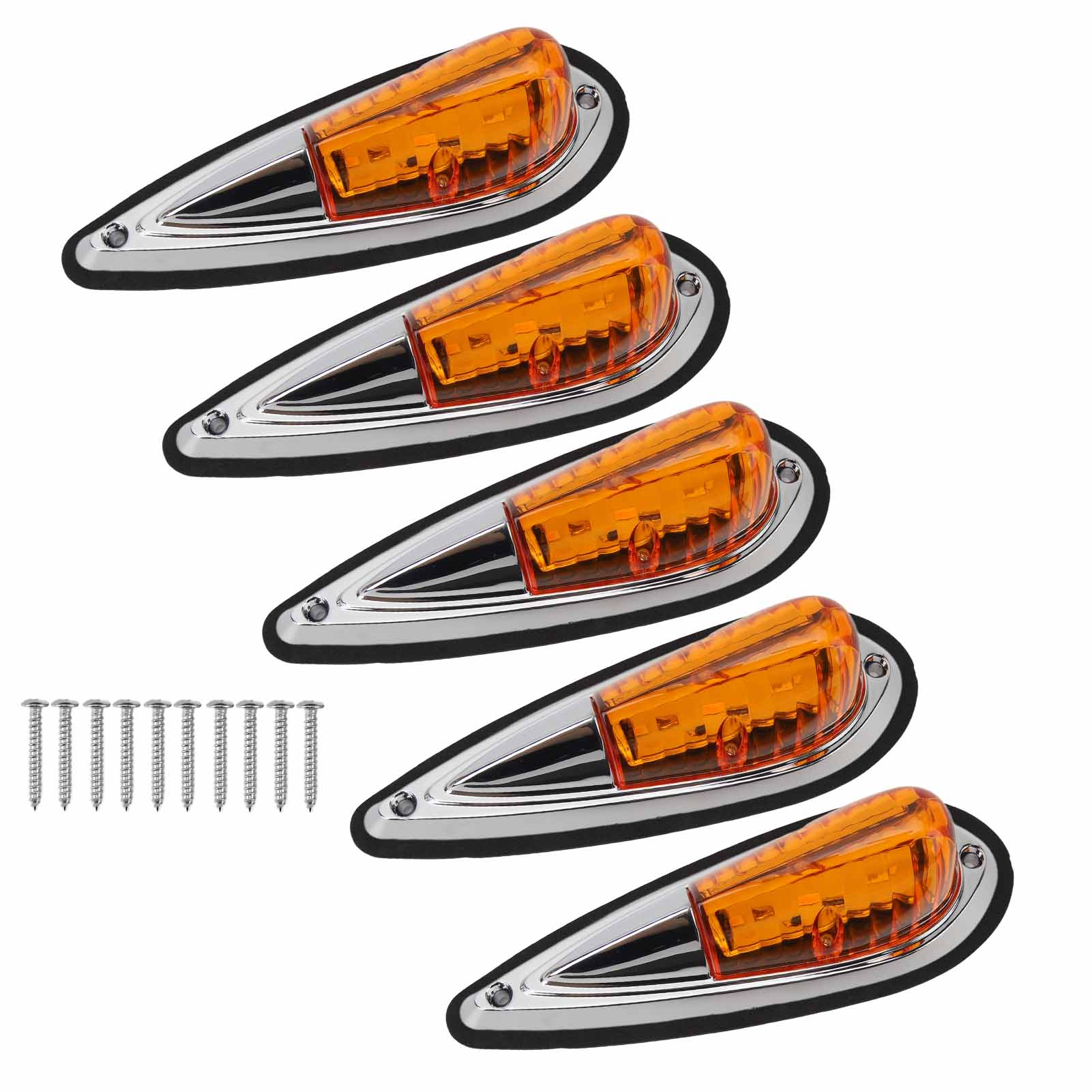 Set Mit 5 Bernsteinfarbenen Positionsleuchten 12v/24v, Superhell, Wasserdicht, Für Lkw-dach, Pickup-dach, Wohnmobil-dachreling