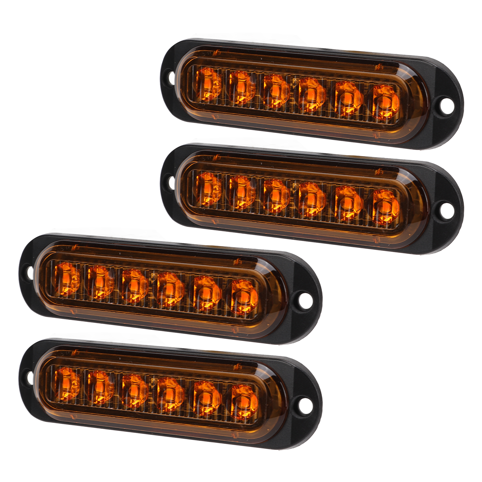 4-teilige Lkw-seitenmarkierungsleuchten, 90 Lm Hohe Helligkeit, Ip65 Wasserdicht, 6 Leds, 12–24 V Gelbe Warnleuchte